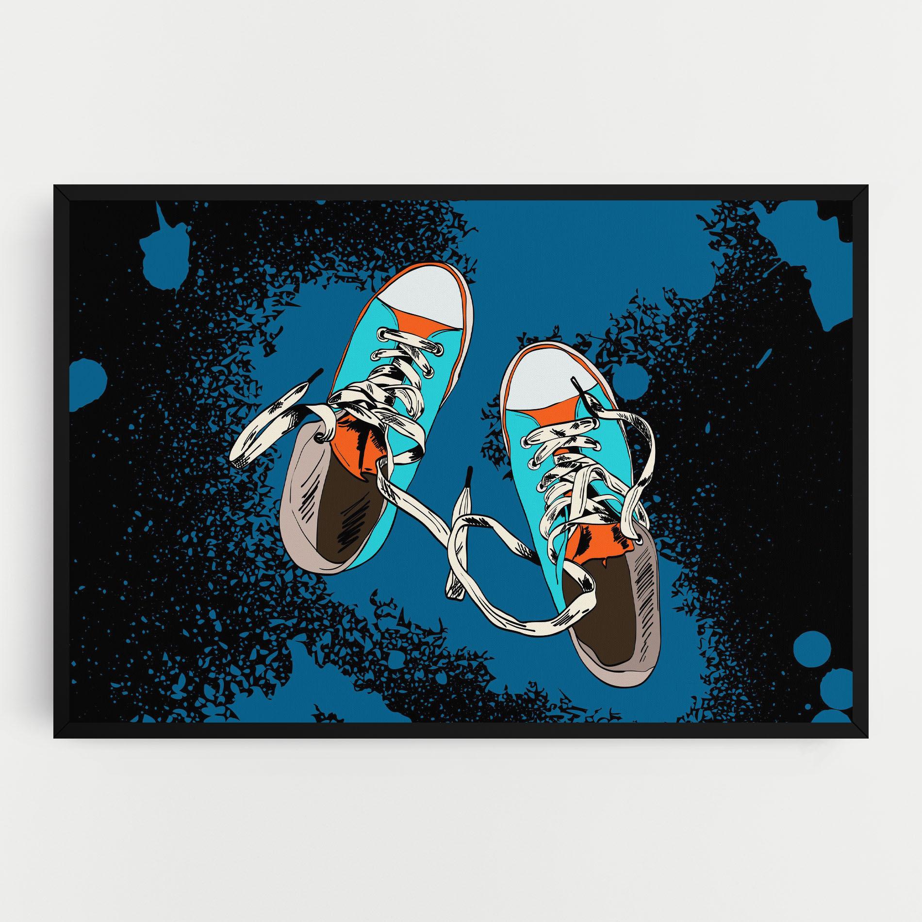 Leinwandbild Blue Shoes Splash mockup 0