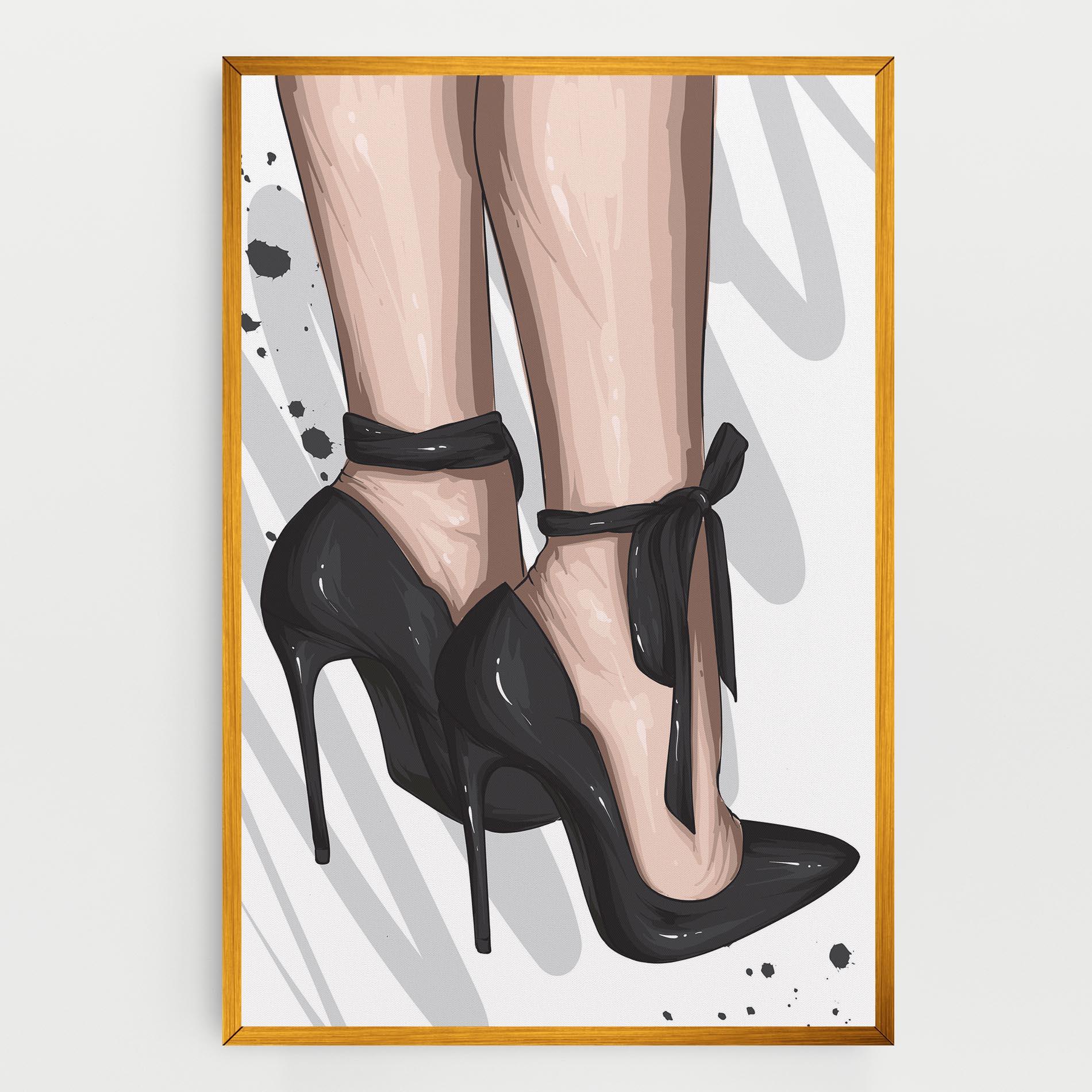 Leinwandbild Black Woman Shoes mockup 0