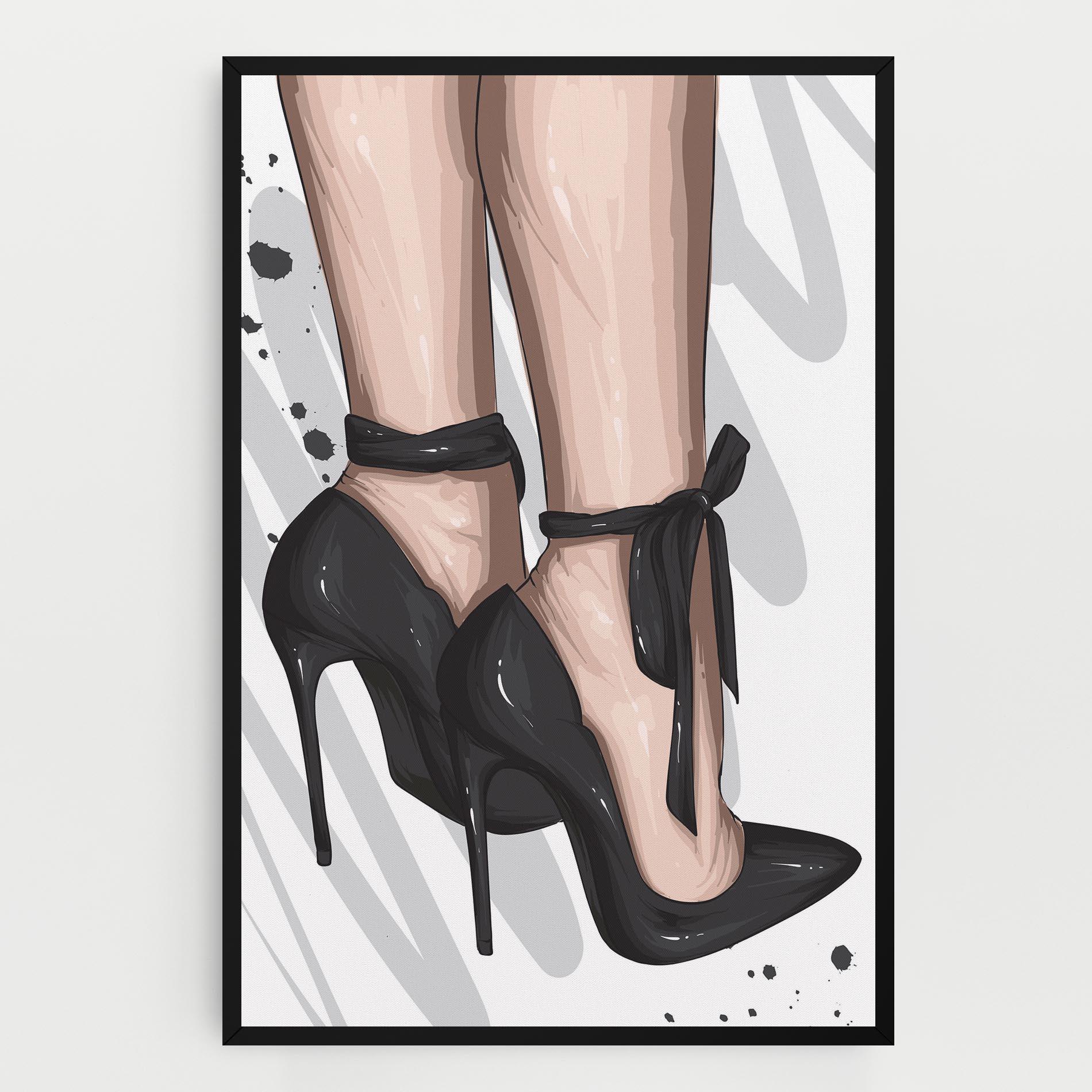 Leinwandbild Black Woman Shoes mockup 0