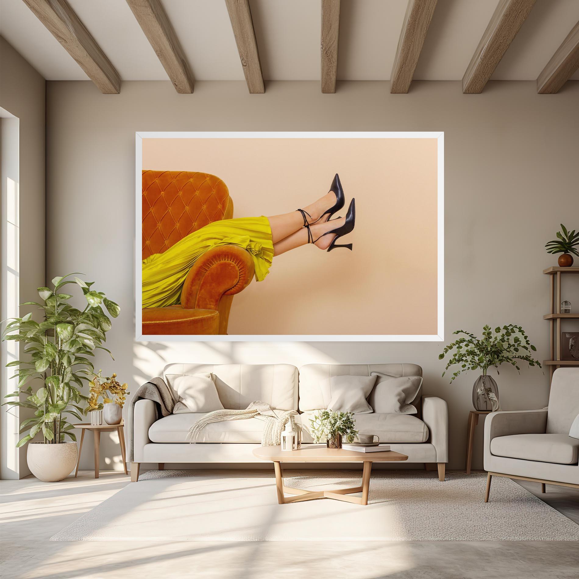 Leinwandbild Black Heals On Cream mockup 6