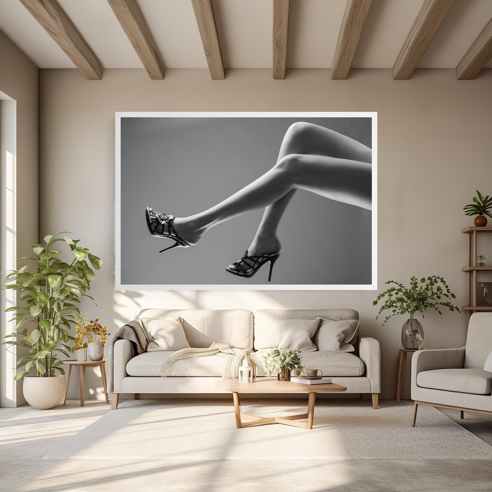 Leinwandbild Black Shoes On Grey mockup 6