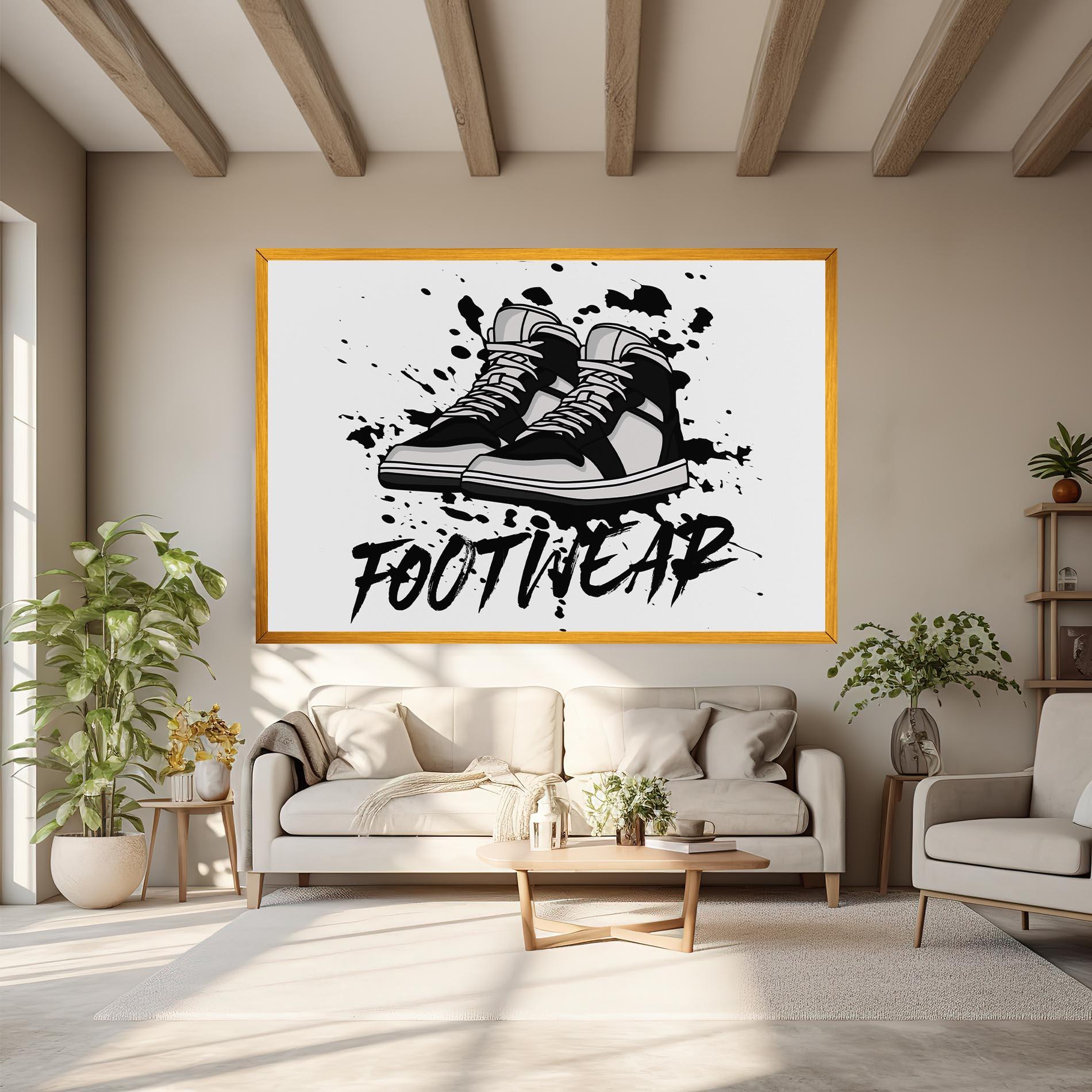 Leinwandbild Black Footwear mockup 6