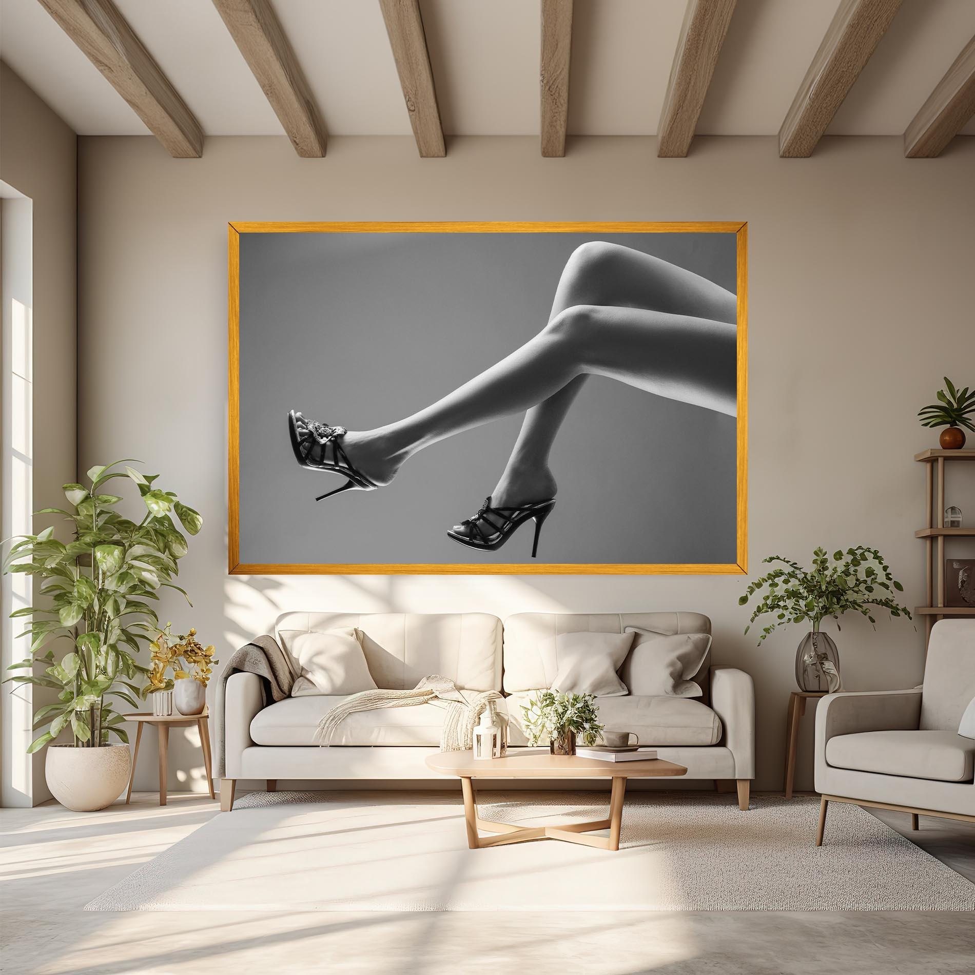 Leinwandbild Black Shoes On Grey mockup 6