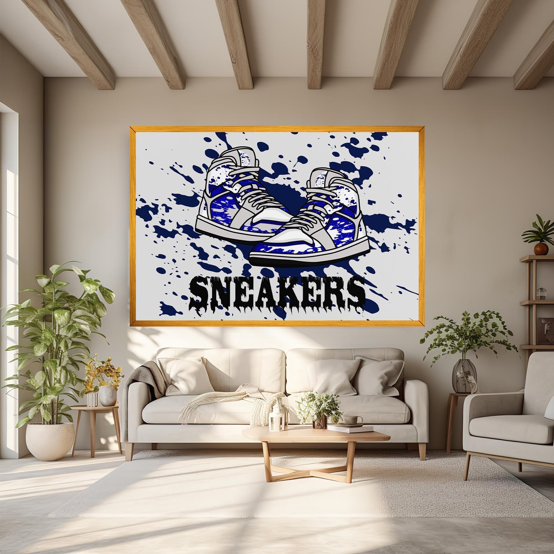 Leinwandbild Dark Blue Sneakers mockup 6