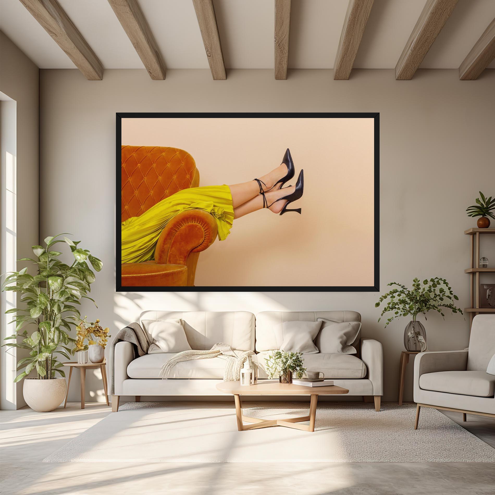 Leinwandbild Black Heals On Cream mockup 6