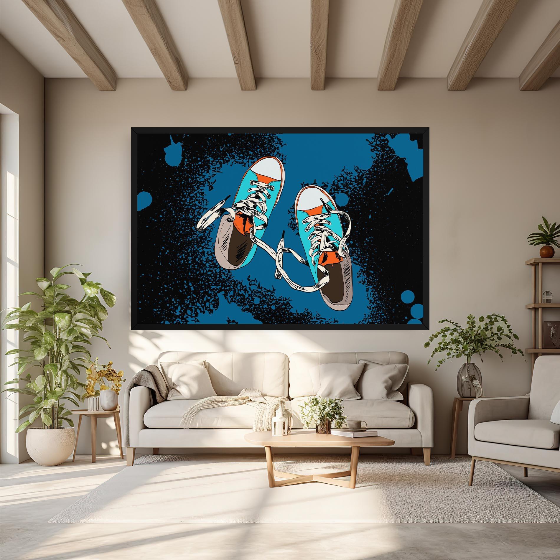 Leinwandbild Blue Shoes Splash mockup 6