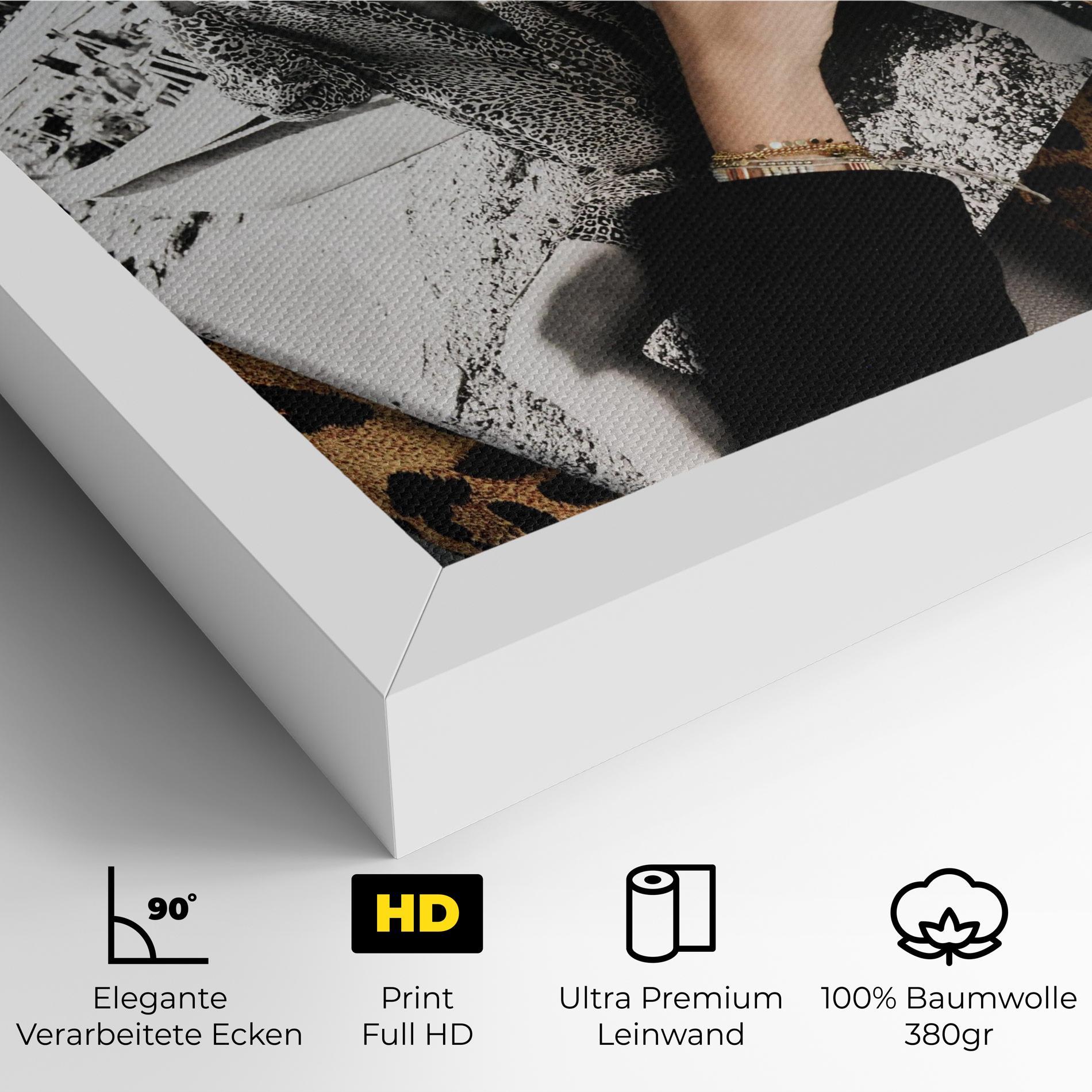 Leinwandbild Black Shoes Holding Coffee mockup 4