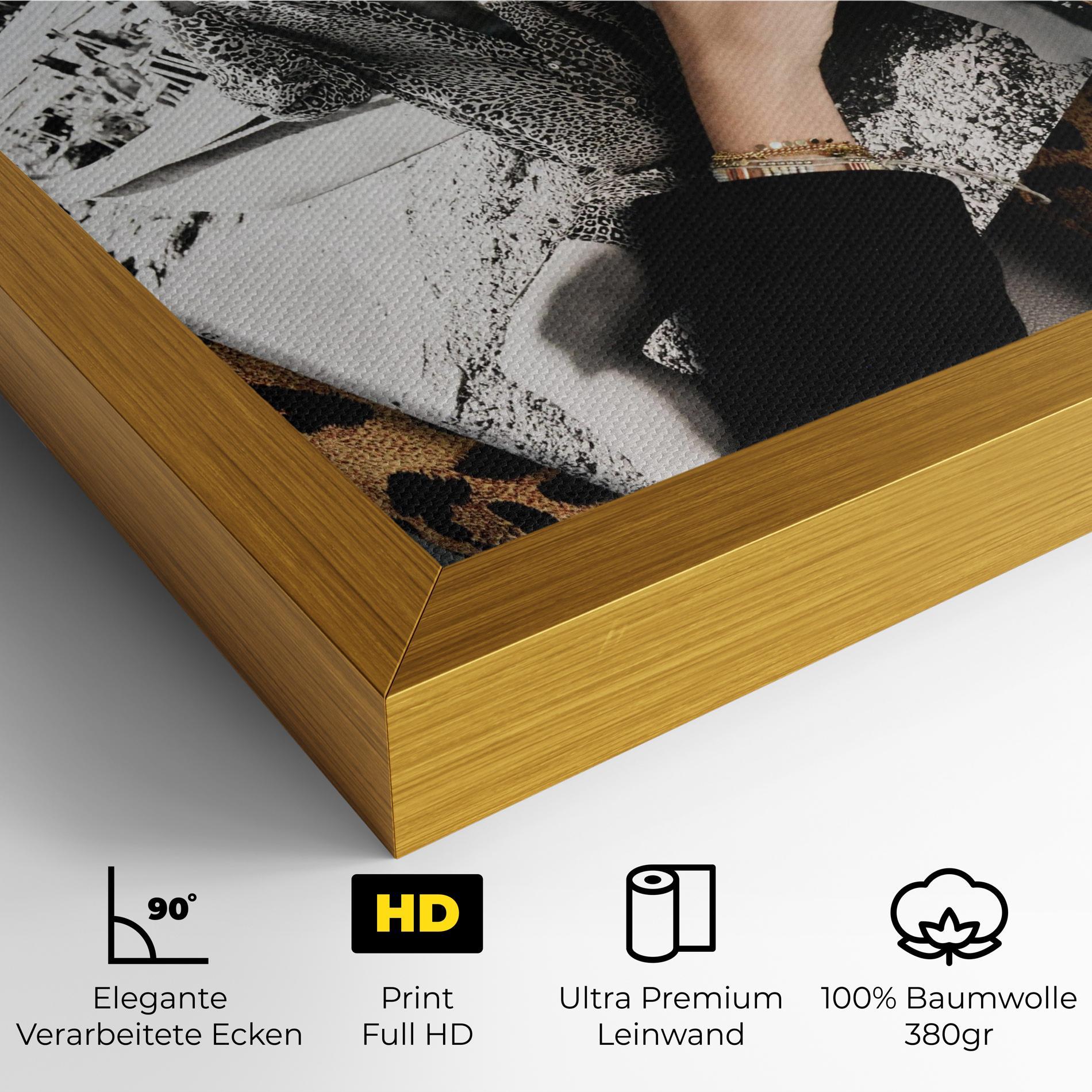 Leinwandbild Black Shoes Holding Coffee mockup 4