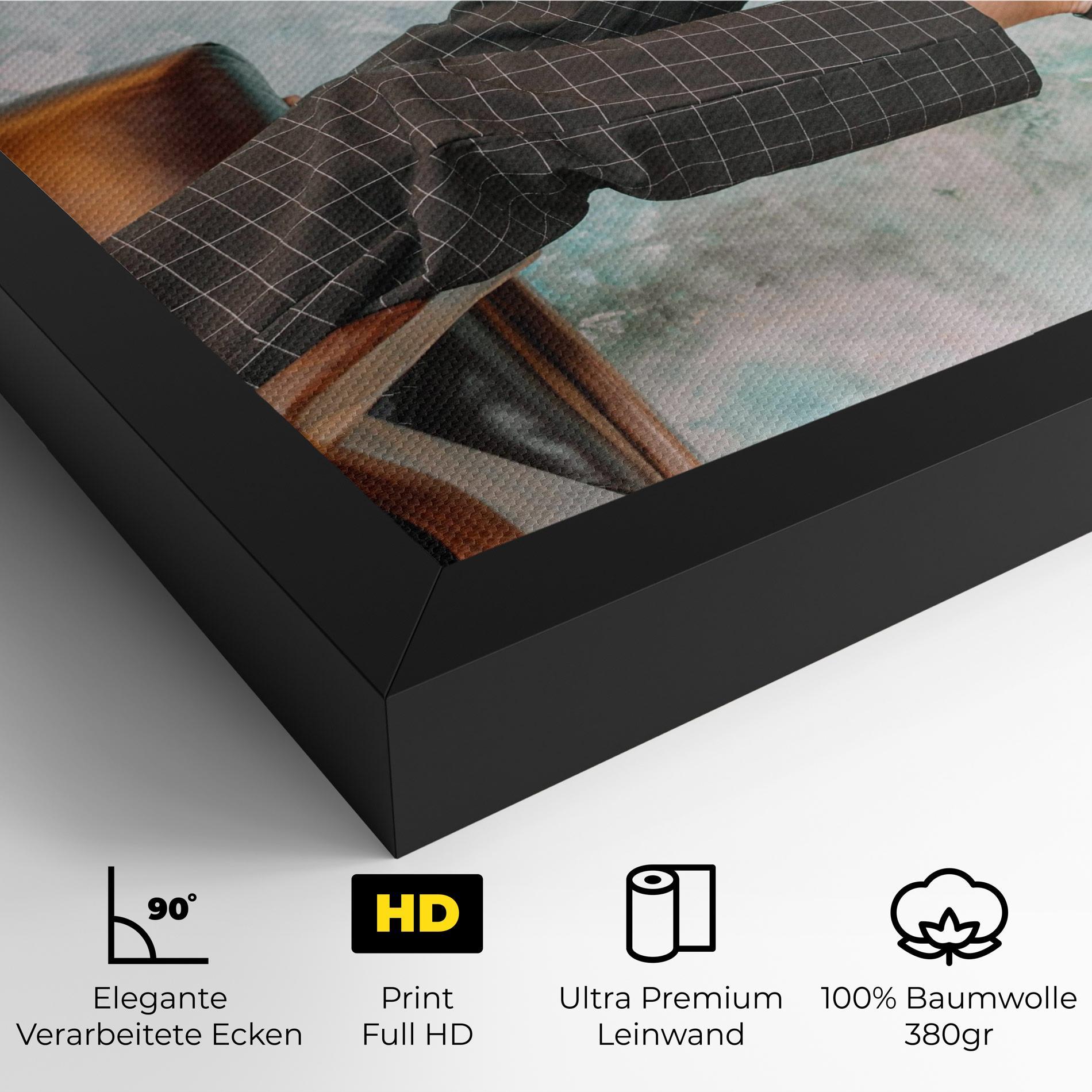 Leinwandbild Black Shoes On Chair mockup 4