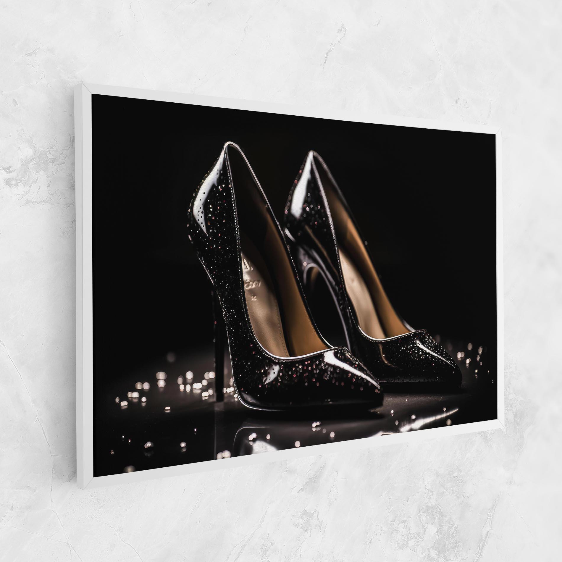 Leinwandbild Black Leather Shoe mockup 1