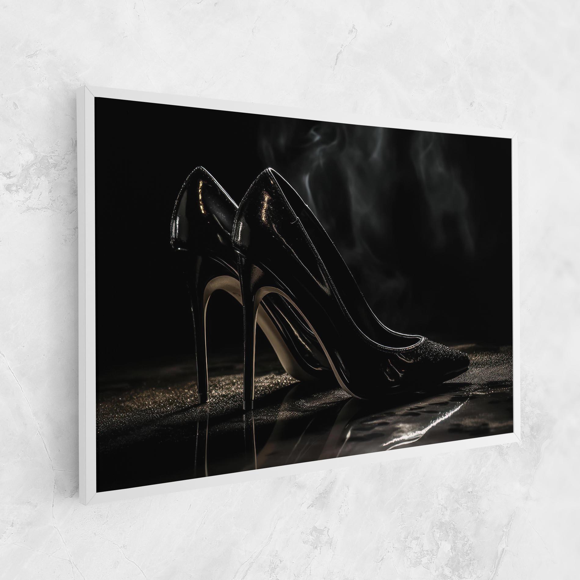 Leinwandbild Black Leather Shoes mockup 1