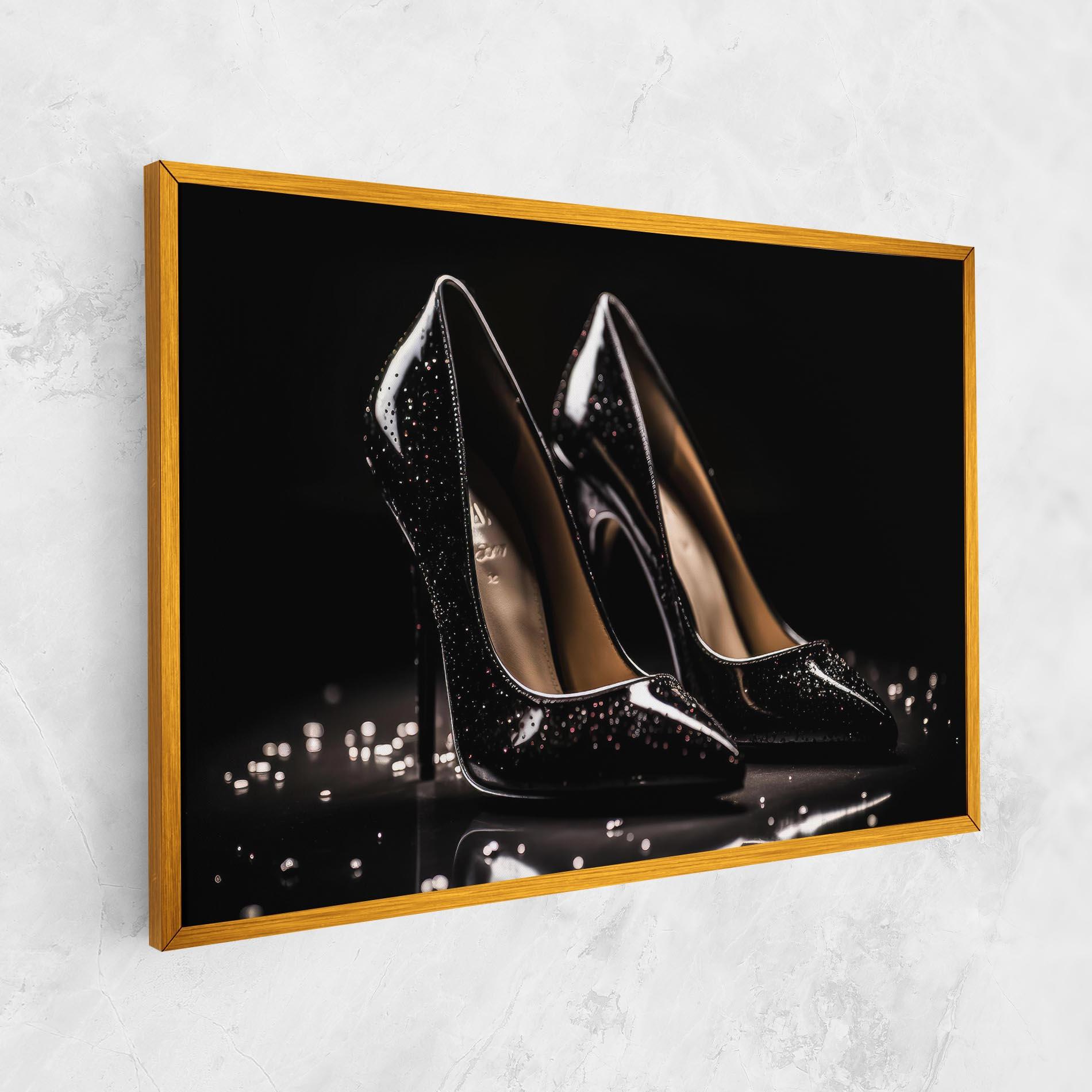 Leinwandbild Black Leather Shoe mockup 1