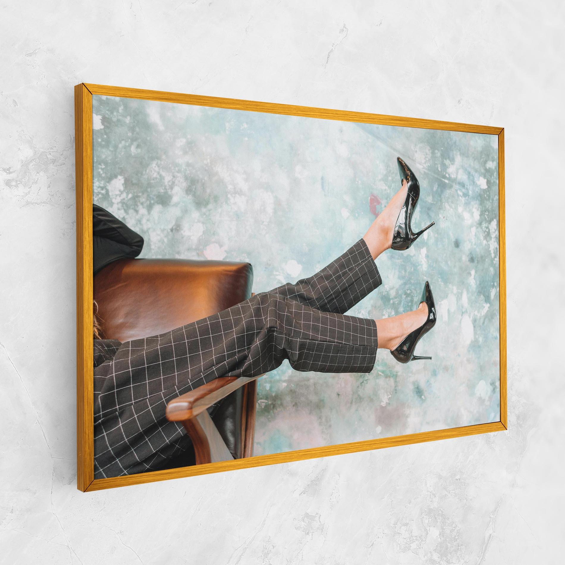 Leinwandbild Black Shoes On Chair mockup 1