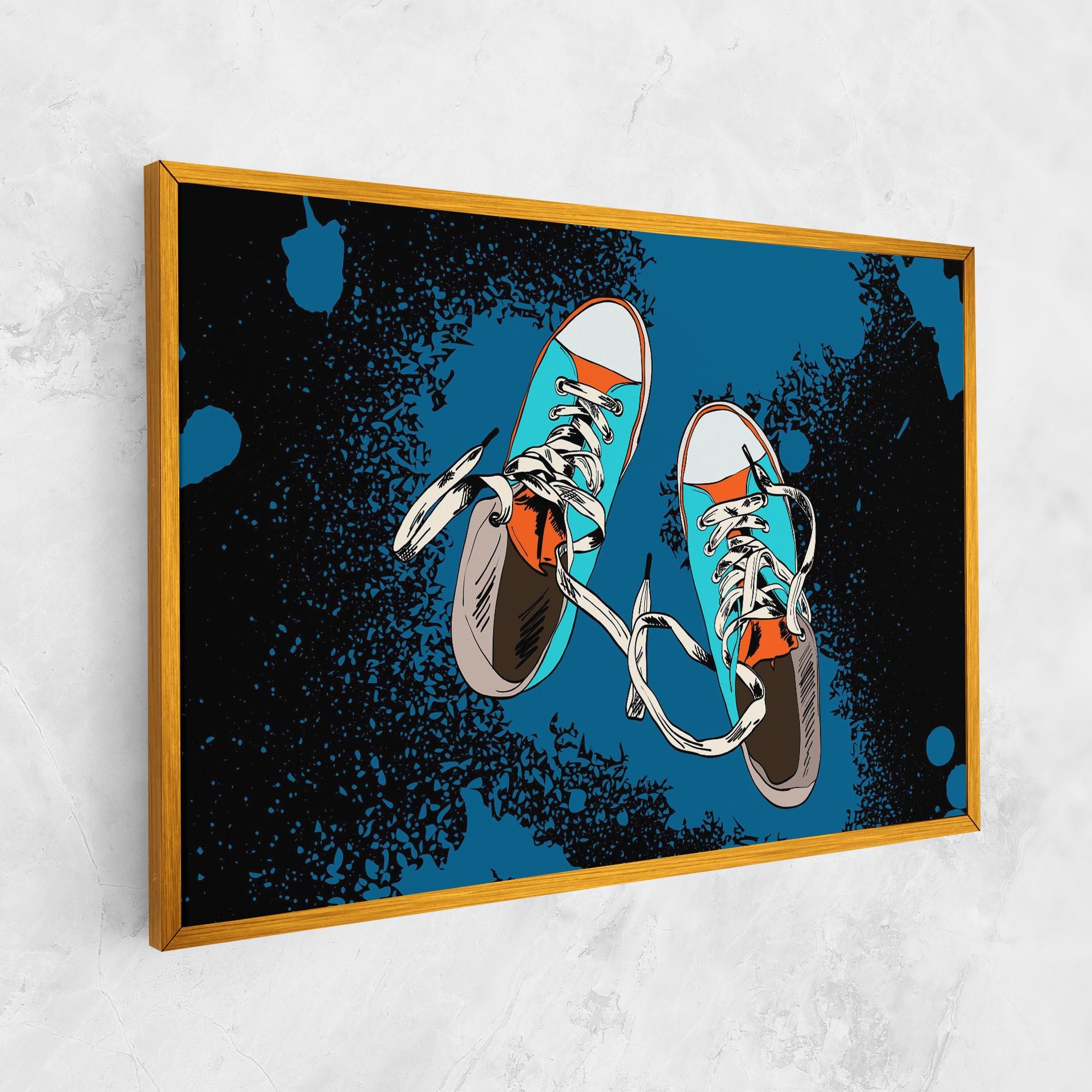 Leinwandbild Blue Shoes Splash mockup 1