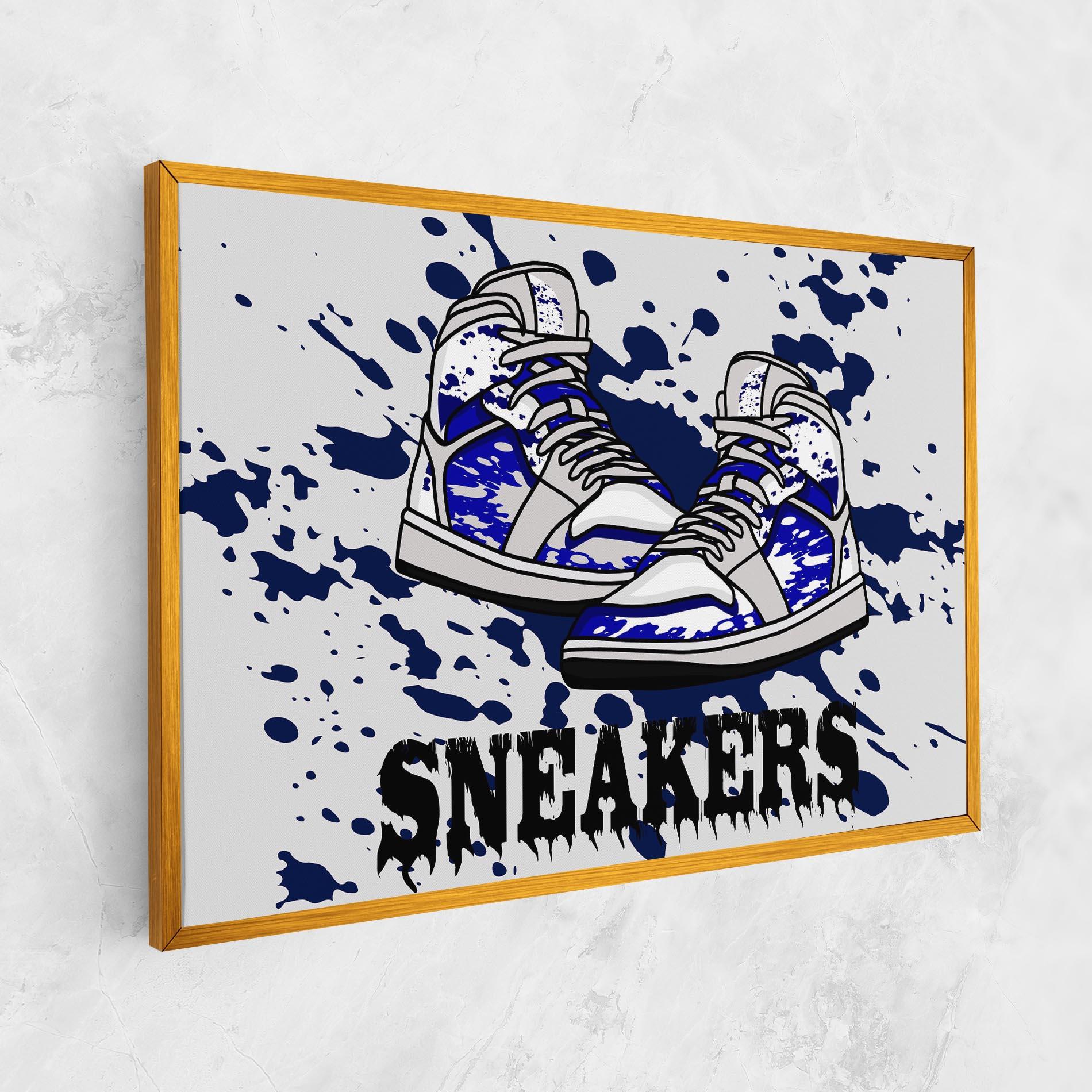 Leinwandbild Dark Blue Sneakers mockup 1