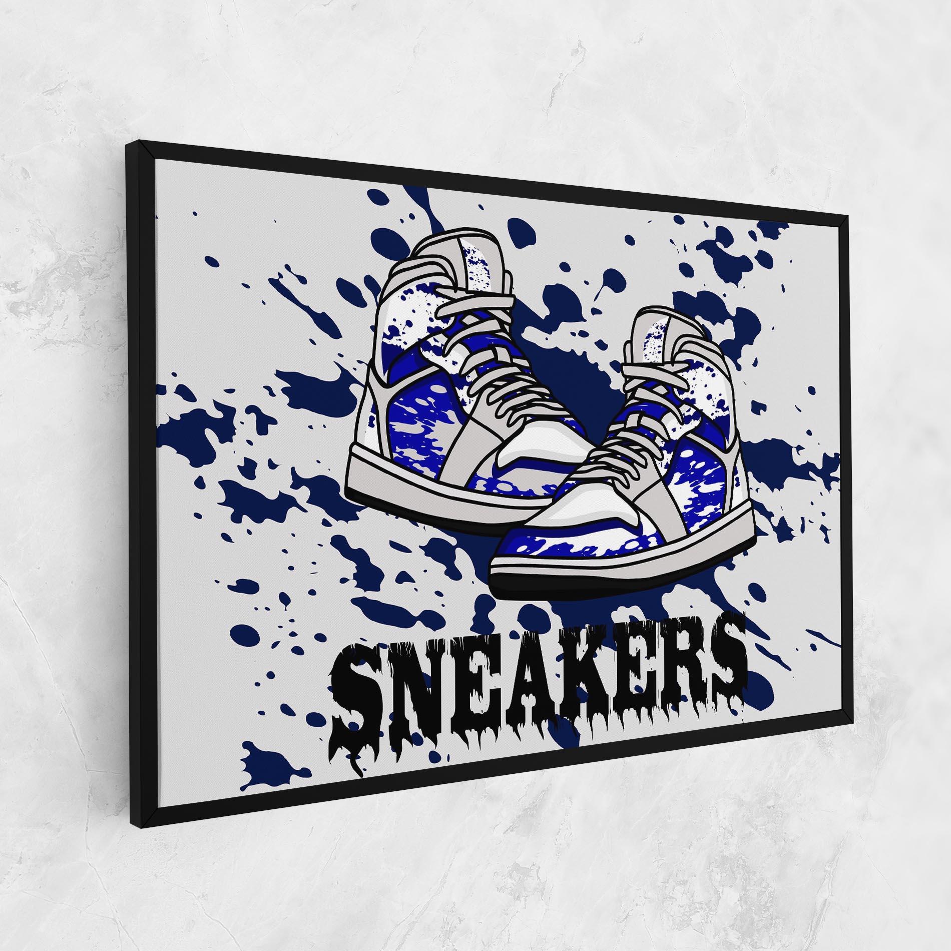 Leinwandbild Dark Blue Sneakers mockup 1