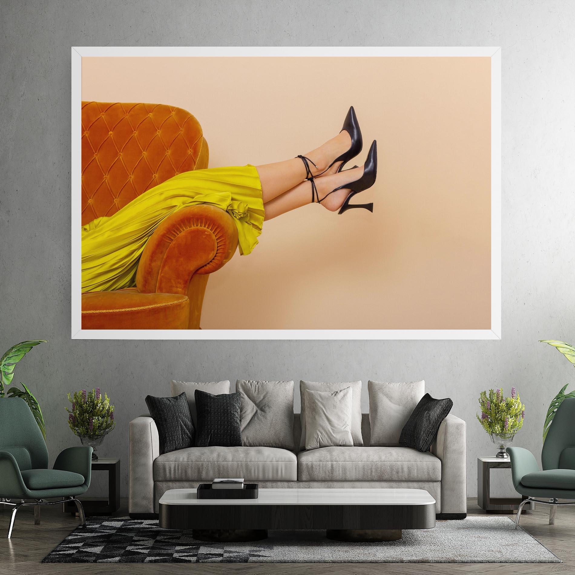 Leinwandbild Black Heals On Cream mockup 7