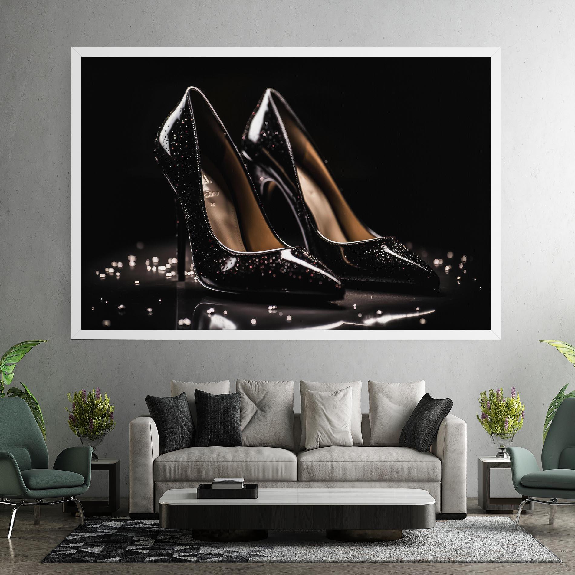 Leinwandbild Black Leather Shoe mockup 7