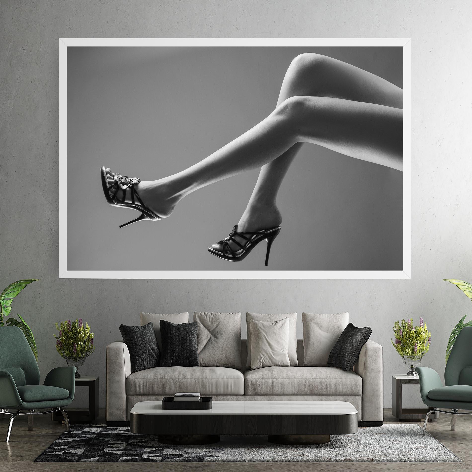 Leinwandbild Black Shoes On Grey mockup 7