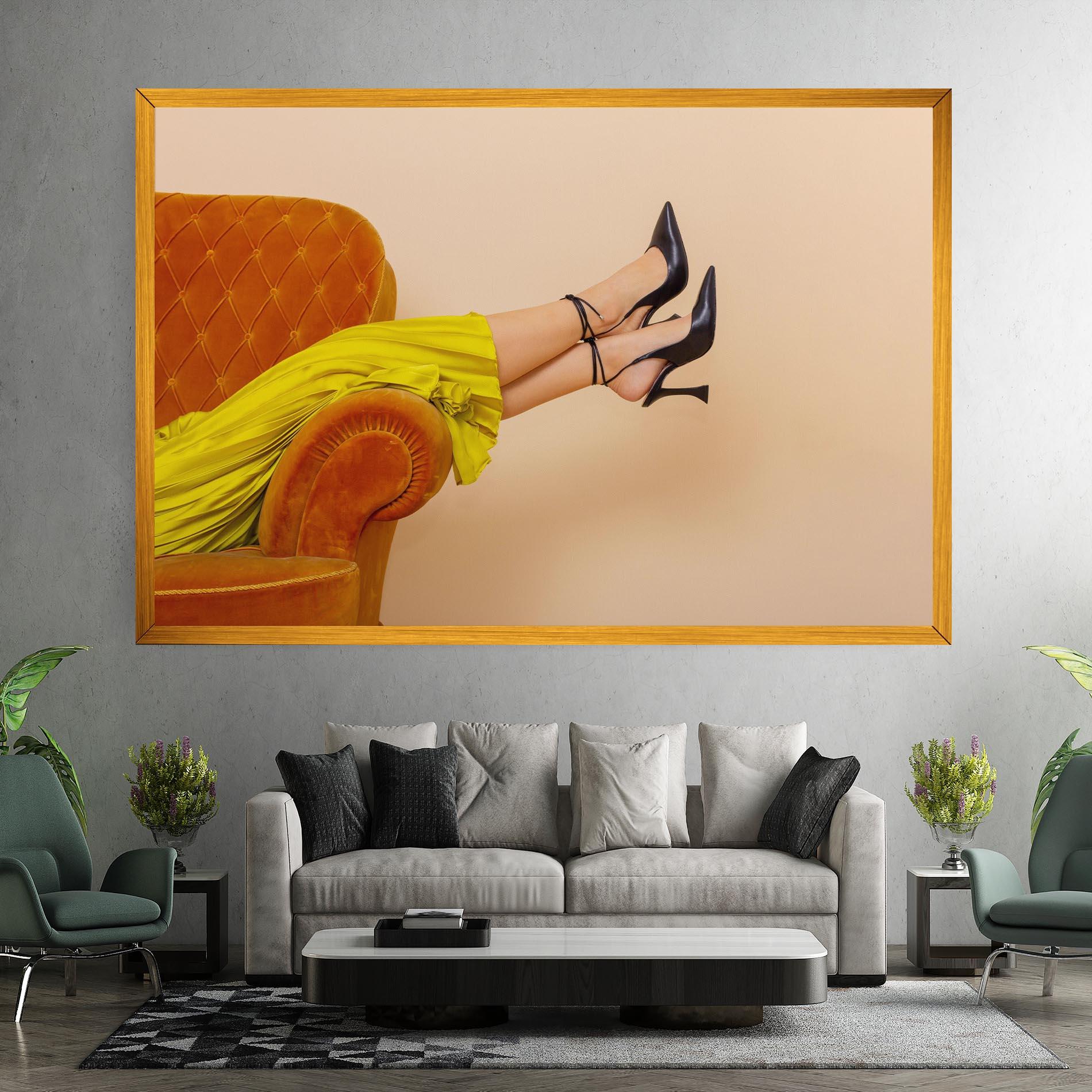 Leinwandbild Black Heals On Cream mockup 7