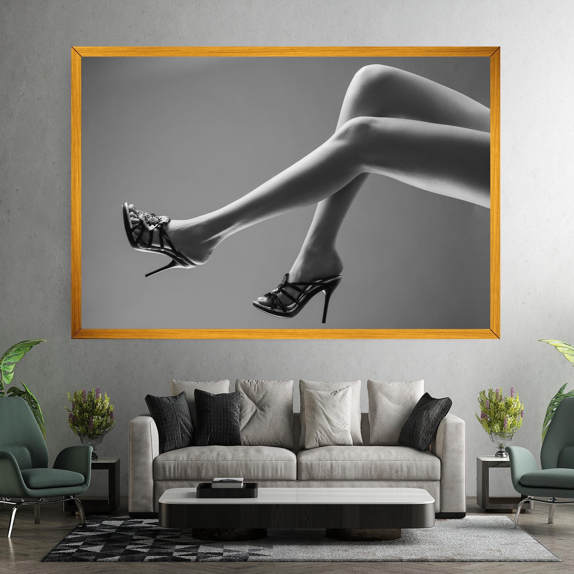 Leinwandbild Black Shoes On Grey mockup 7