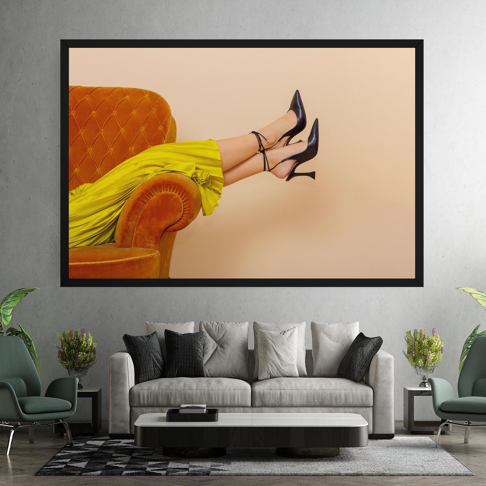 Leinwandbild Black Heals On Cream mockup 7