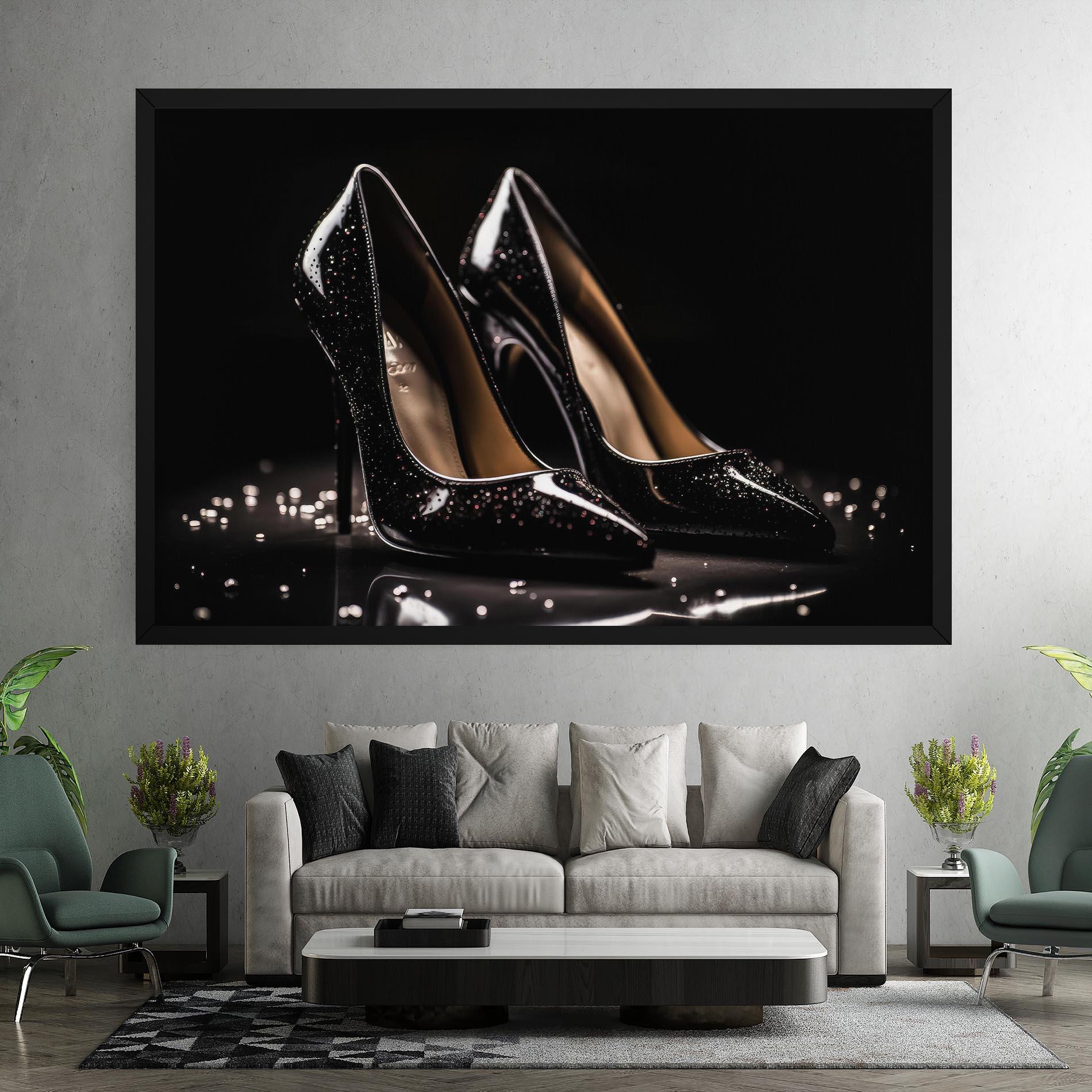 Leinwandbild Black Leather Shoe mockup 7