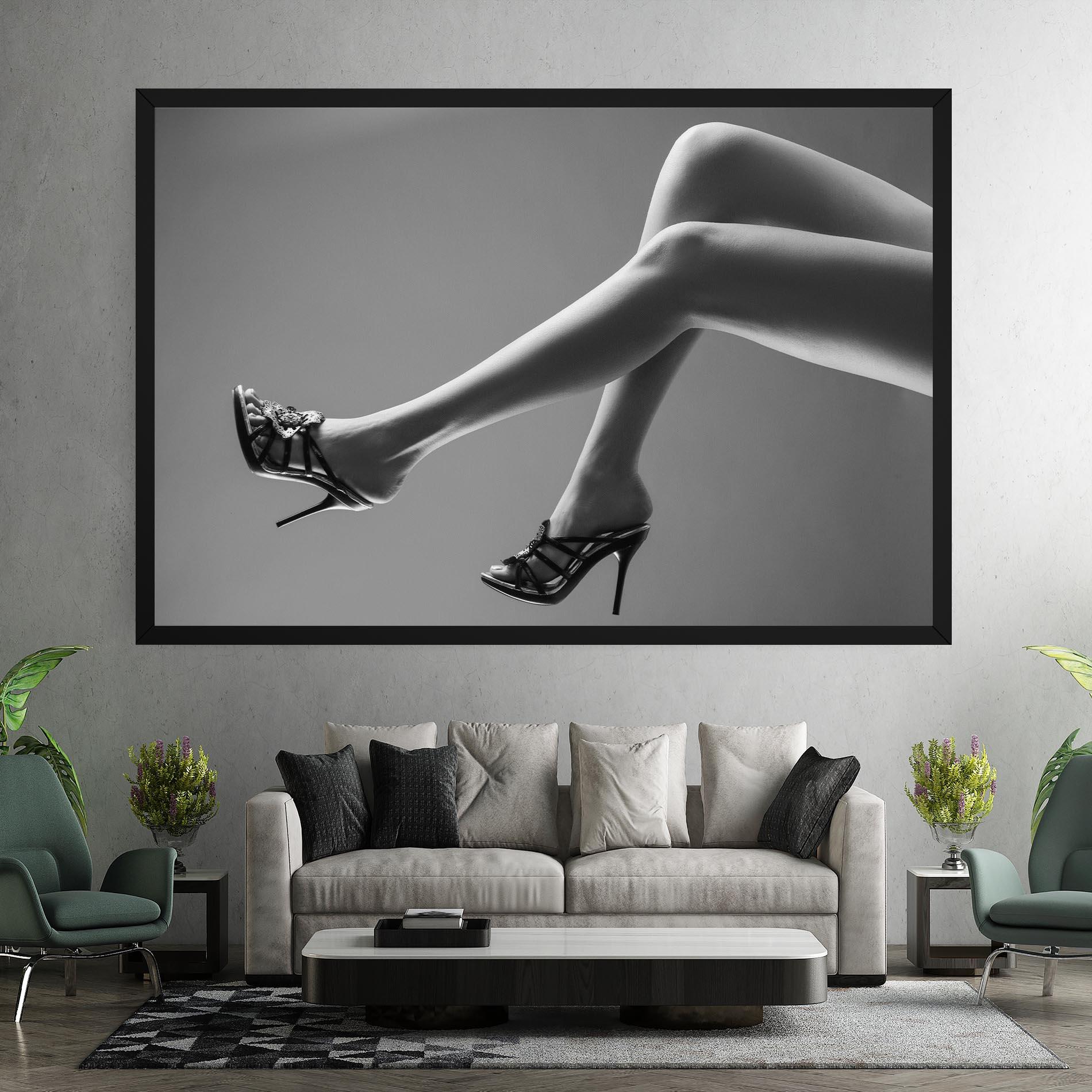 Leinwandbild Black Shoes On Grey mockup 7