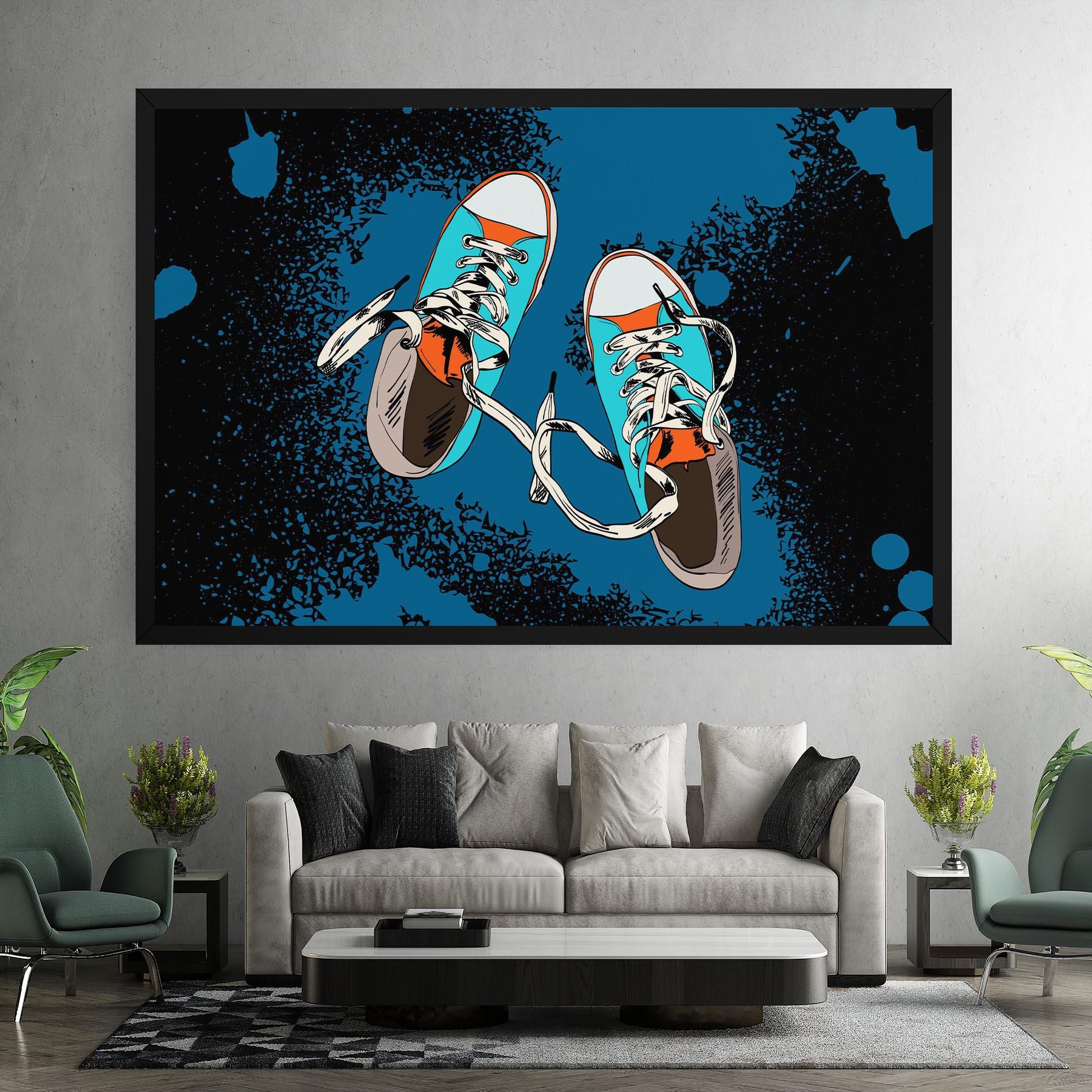 Leinwandbild Blue Shoes Splash mockup 7