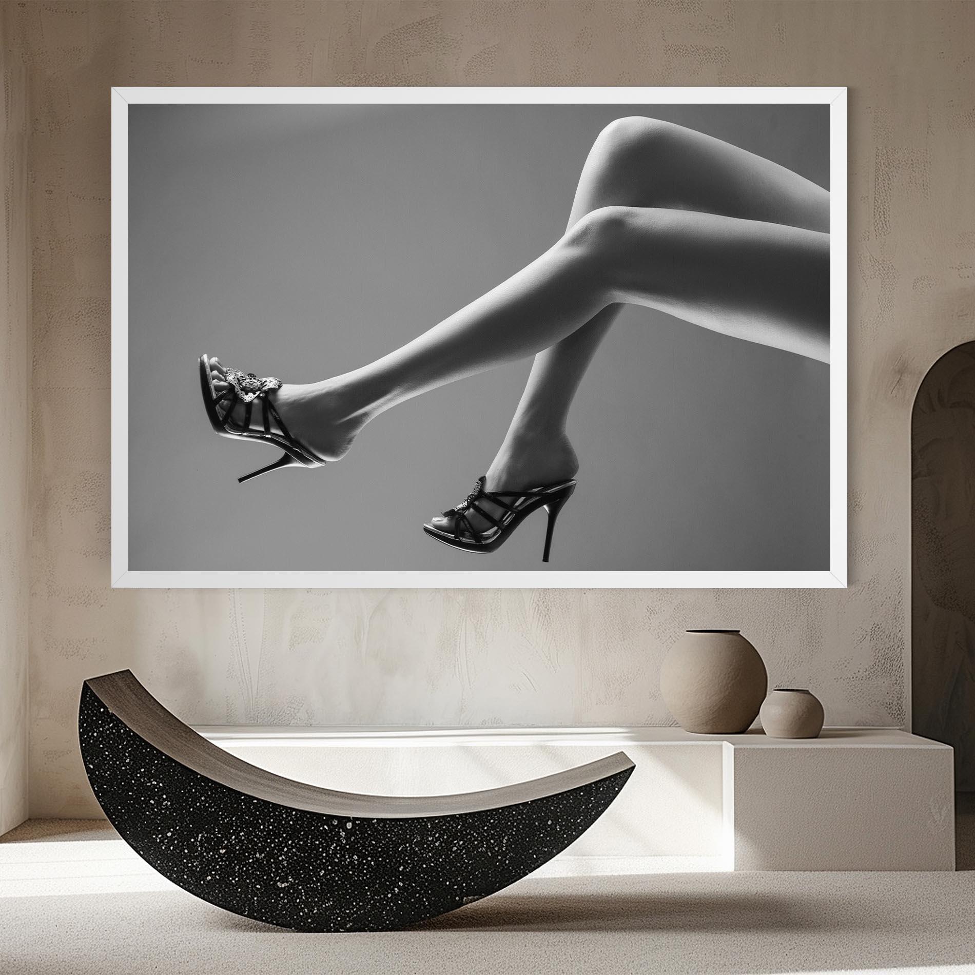 Leinwandbild Black Shoes On Grey mockup 8