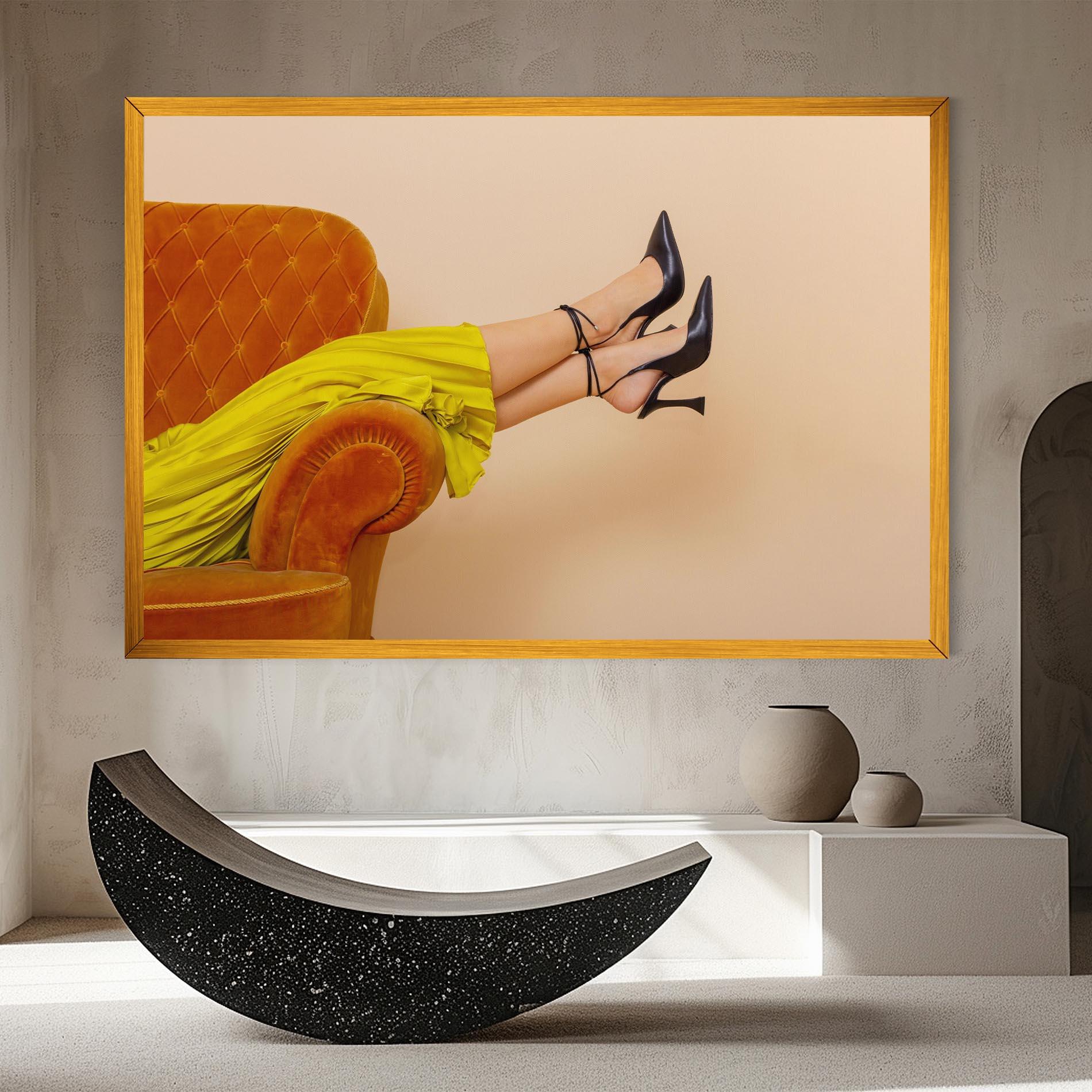 Leinwandbild Black Heals On Cream mockup 8