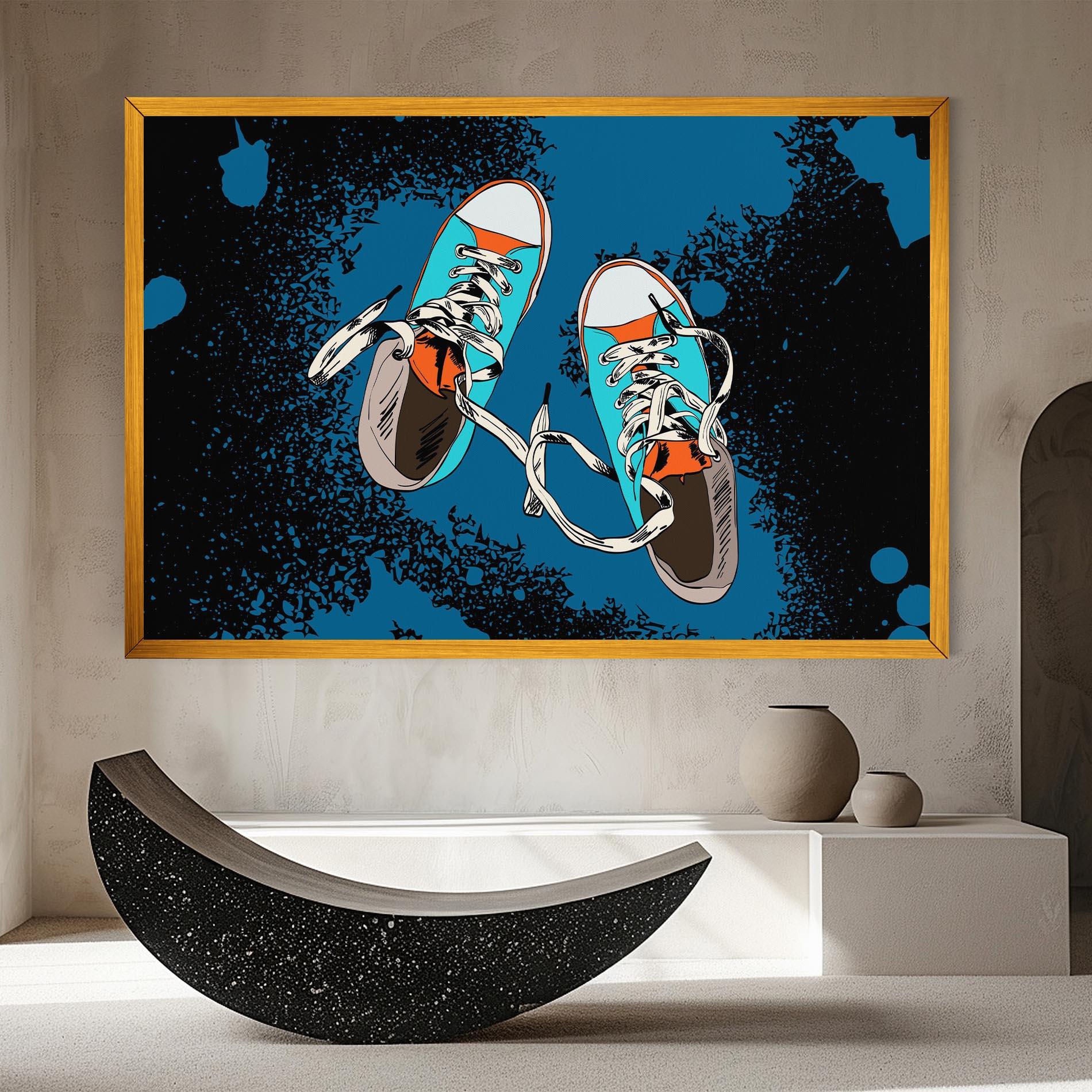 Leinwandbild Blue Shoes Splash mockup 8