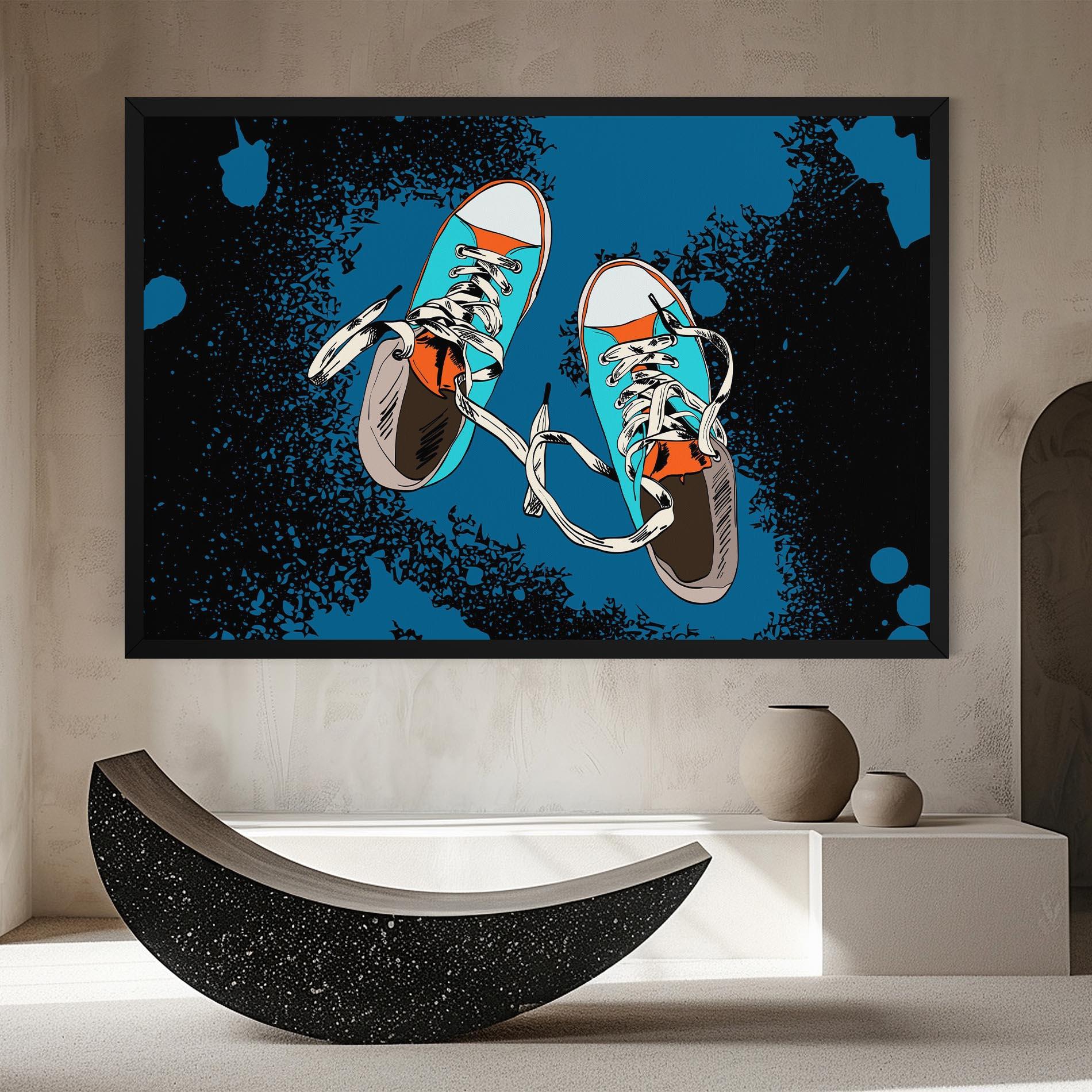 Leinwandbild Blue Shoes Splash mockup 8