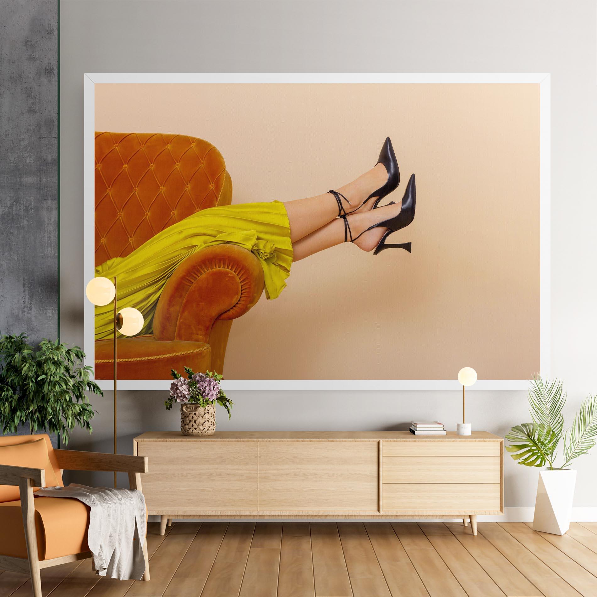 Leinwandbild Black Heals On Cream mockup 9