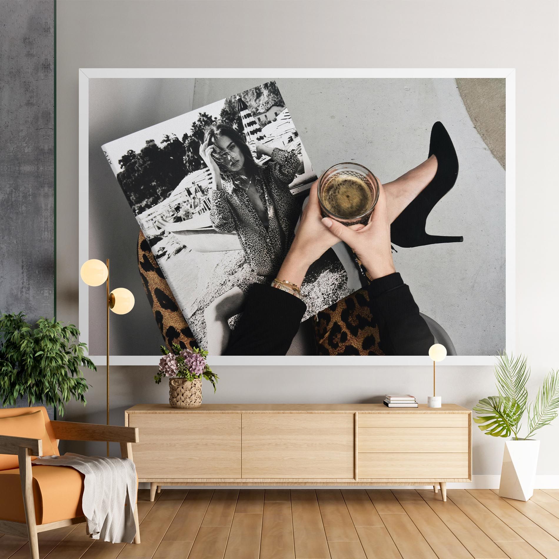 Black Shoes Holding Coffee mockup 9