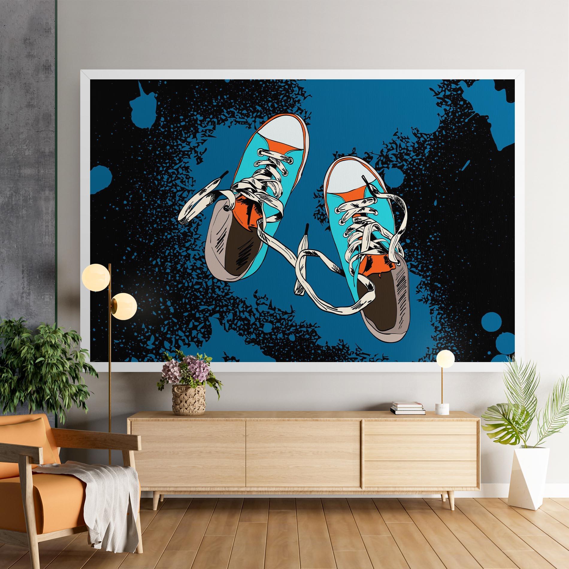 Leinwandbild Blue Shoes Splash mockup 9