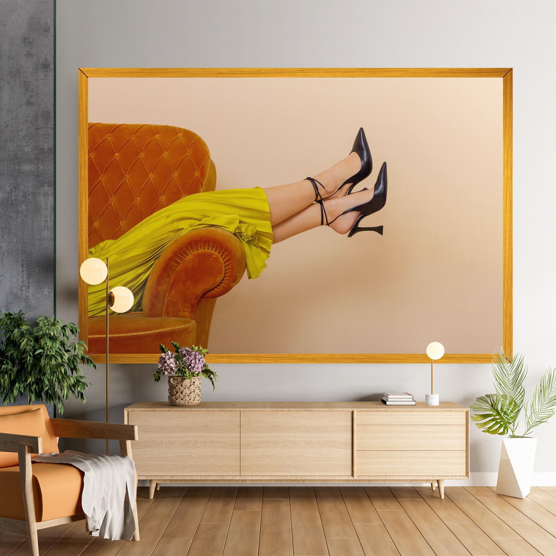 Leinwandbild Black Heals On Cream mockup 9