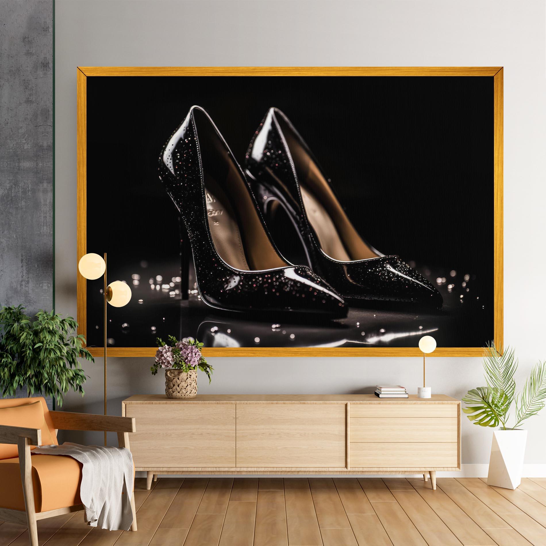 Leinwandbild Black Leather Shoe mockup 9