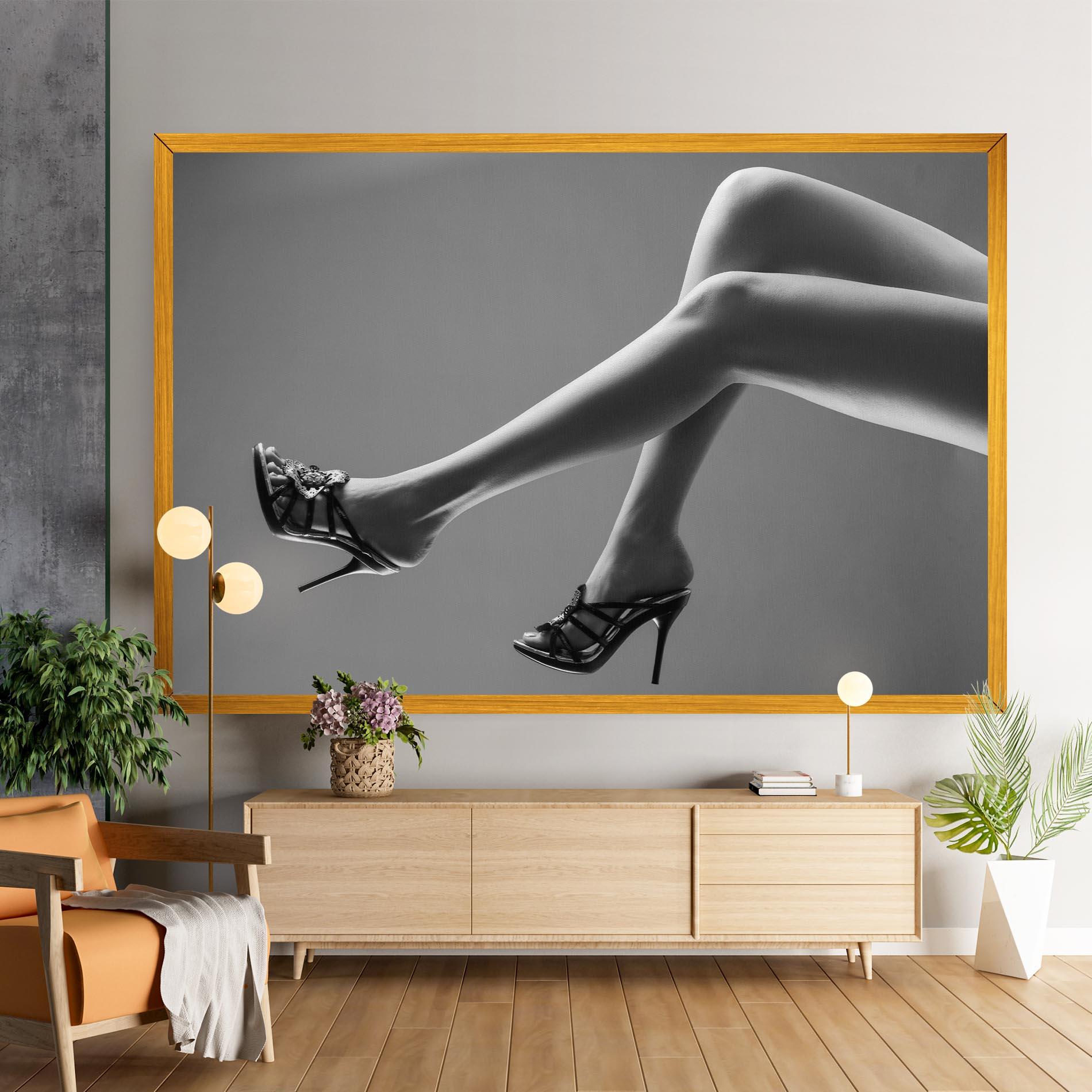 Leinwandbild Black Shoes On Grey mockup 9