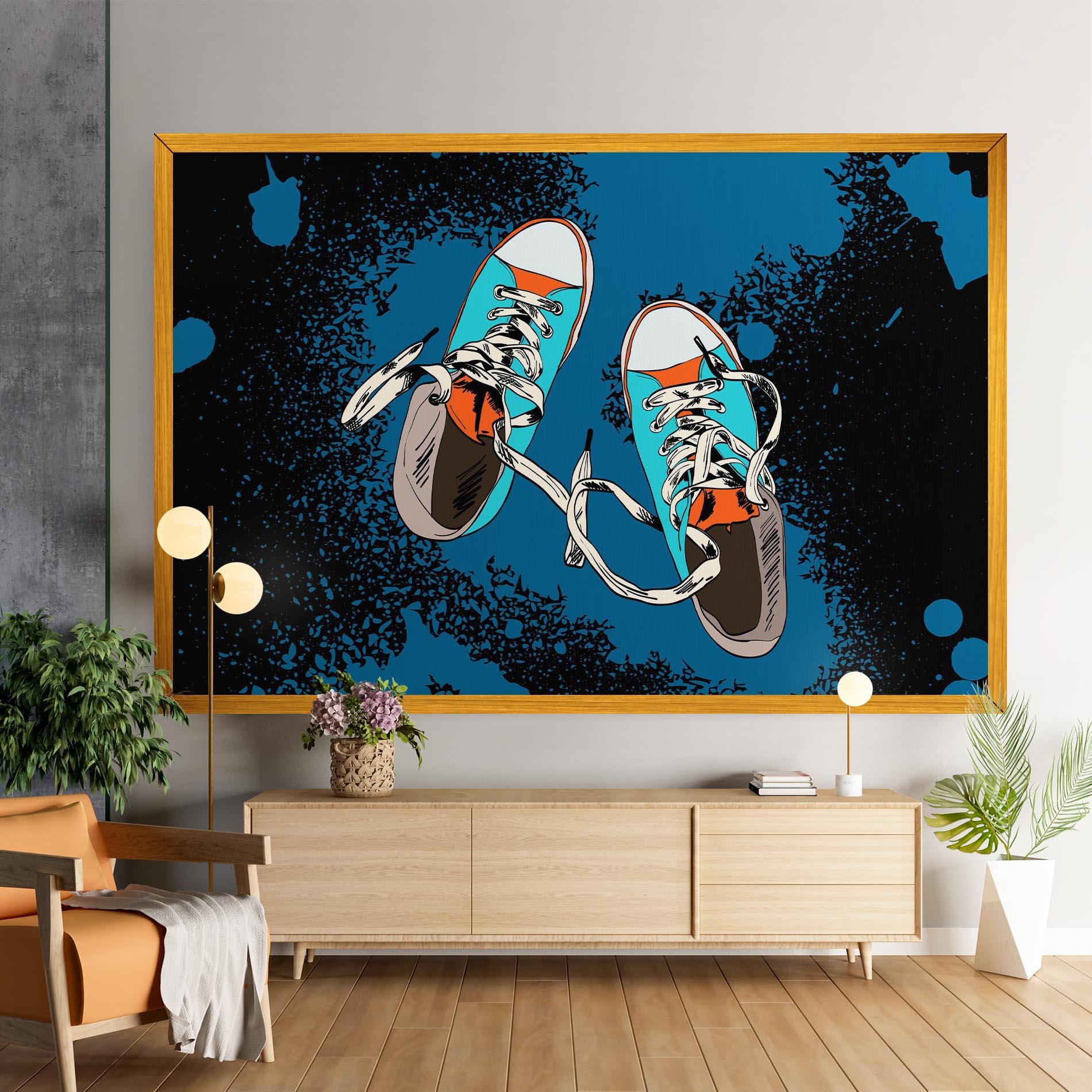 Leinwandbild Blue Shoes Splash mockup 9