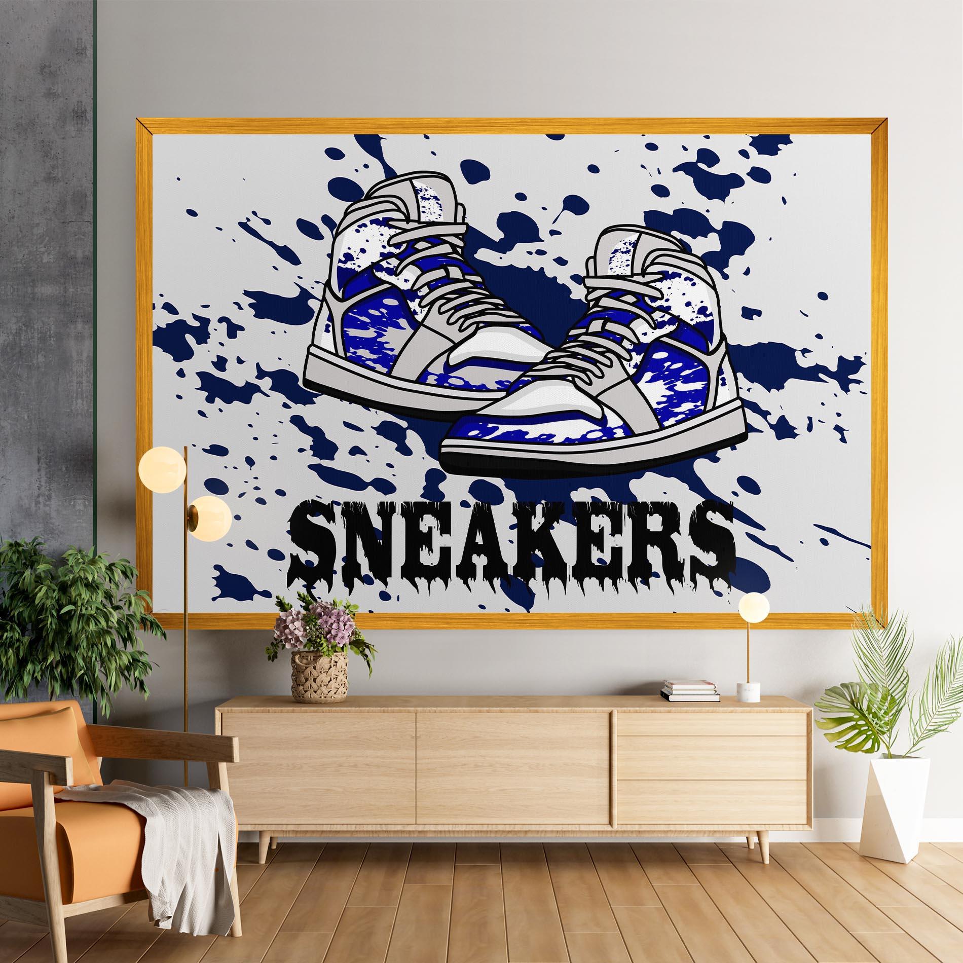 Leinwandbild Dark Blue Sneakers mockup 9