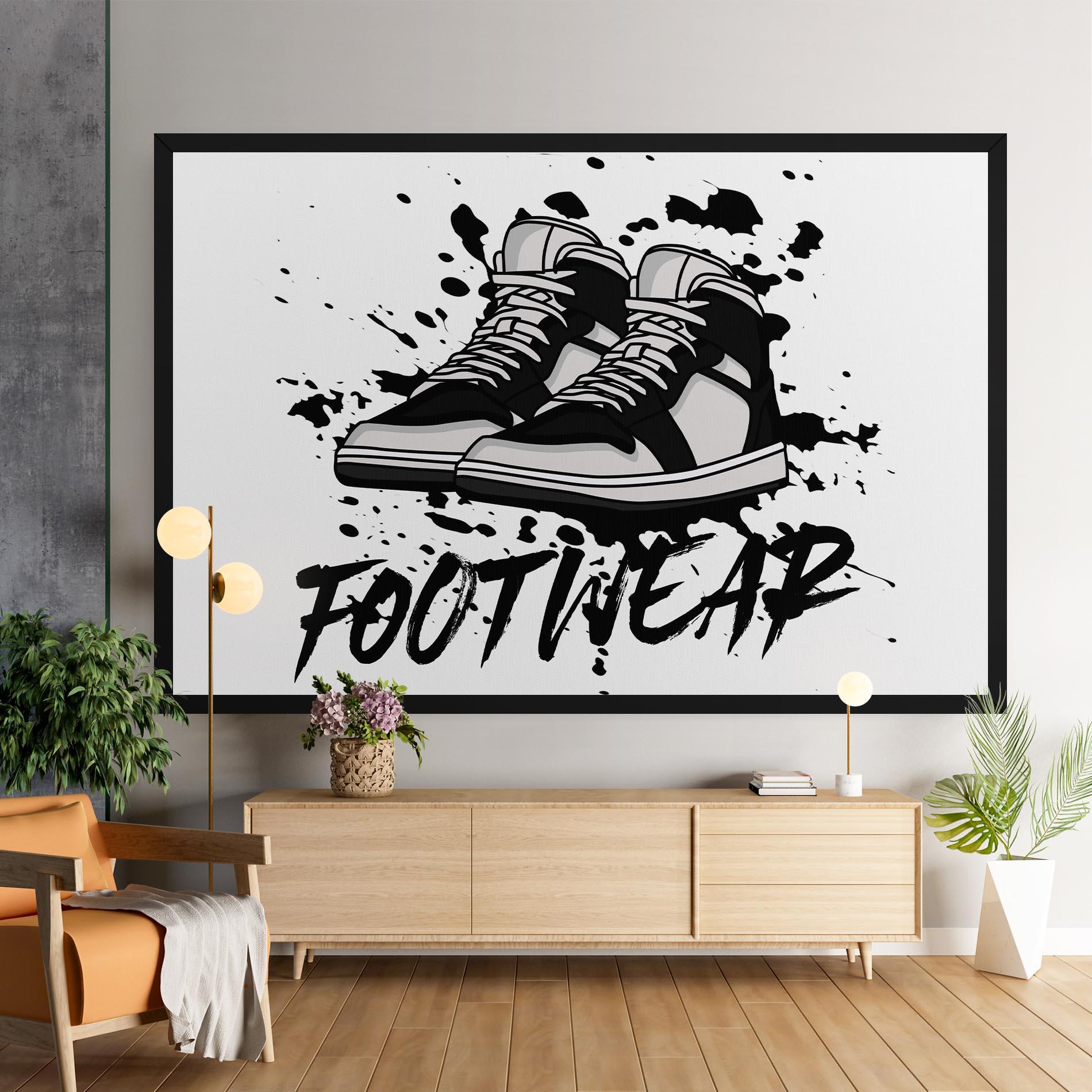 Leinwandbild Black Footwear mockup 9