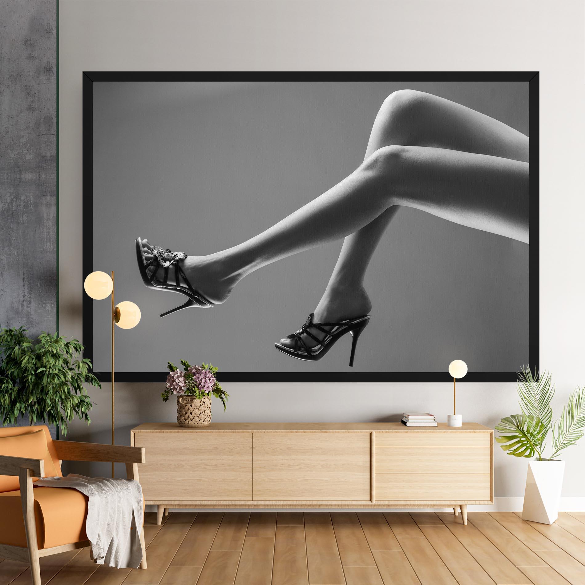 Leinwandbild Black Shoes On Grey mockup 9