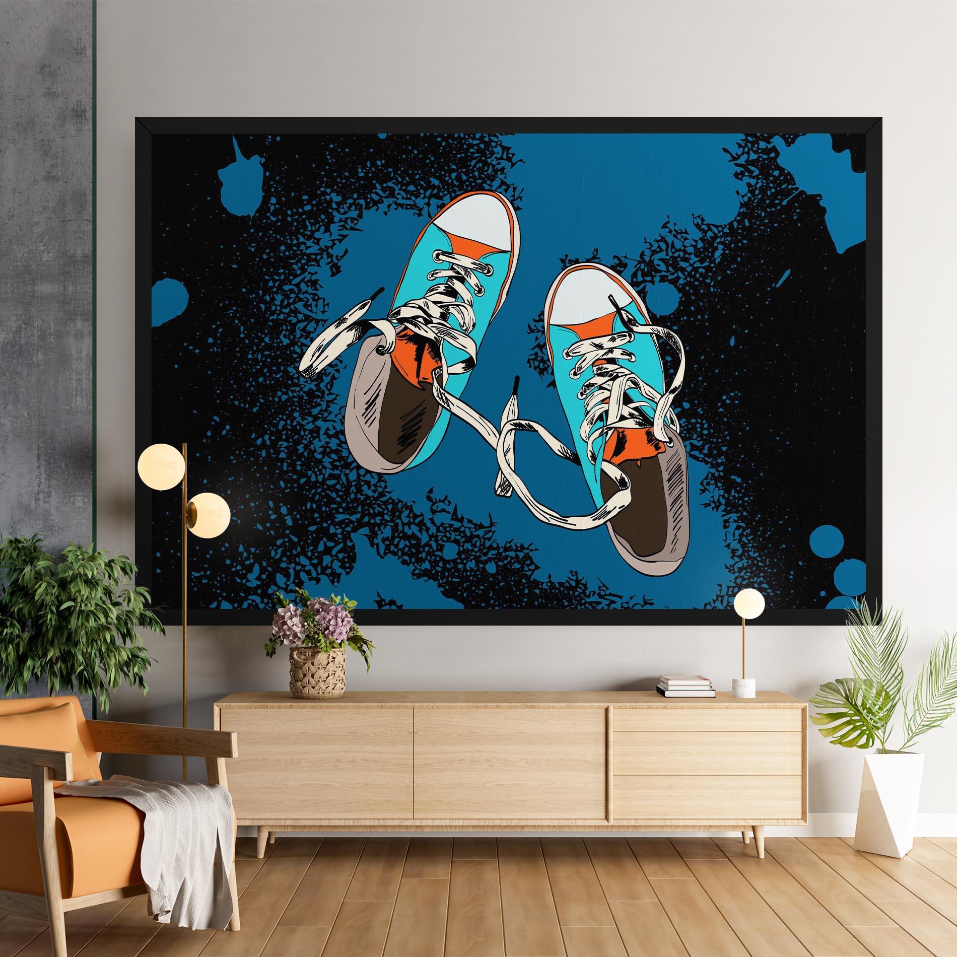 Leinwandbild Blue Shoes Splash mockup 9