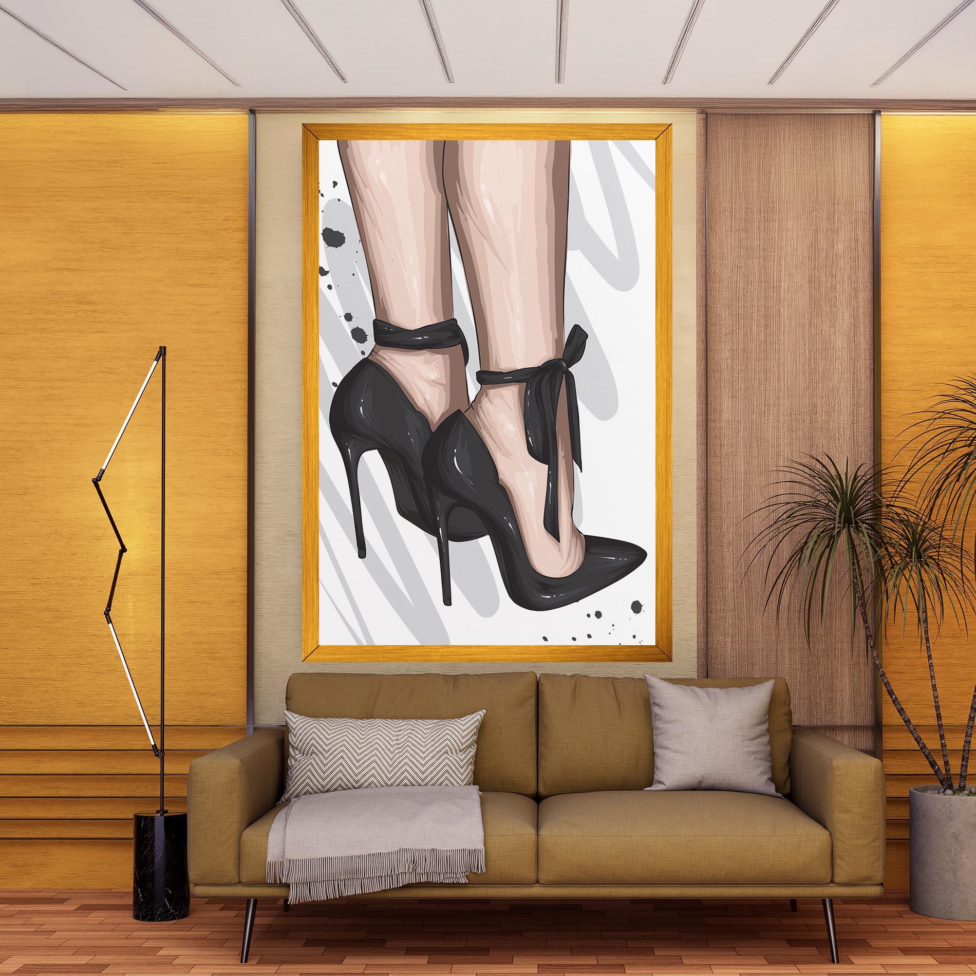 Leinwandbild Black Woman Shoes mockup 9
