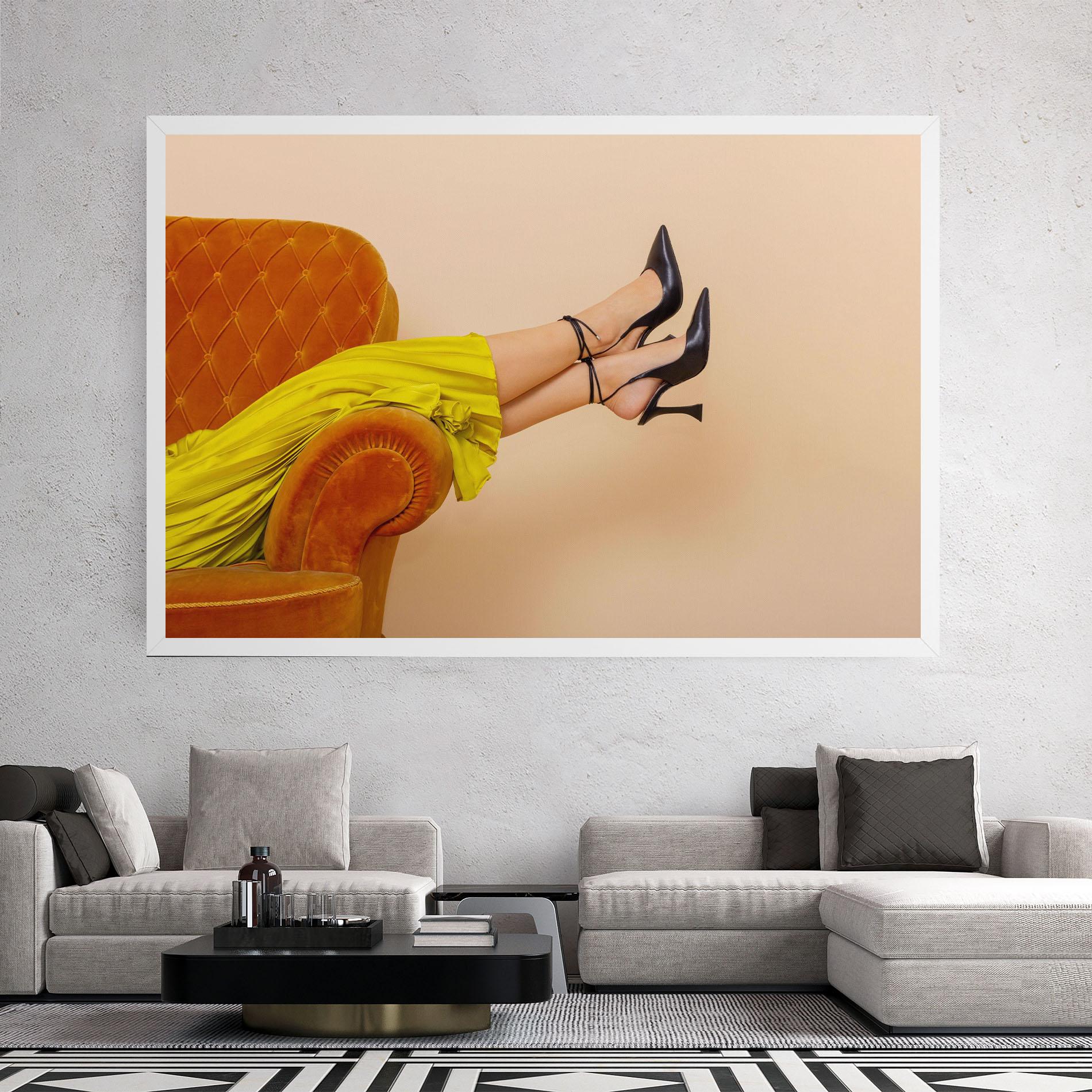 Leinwandbild Black Heals On Cream mockup 2