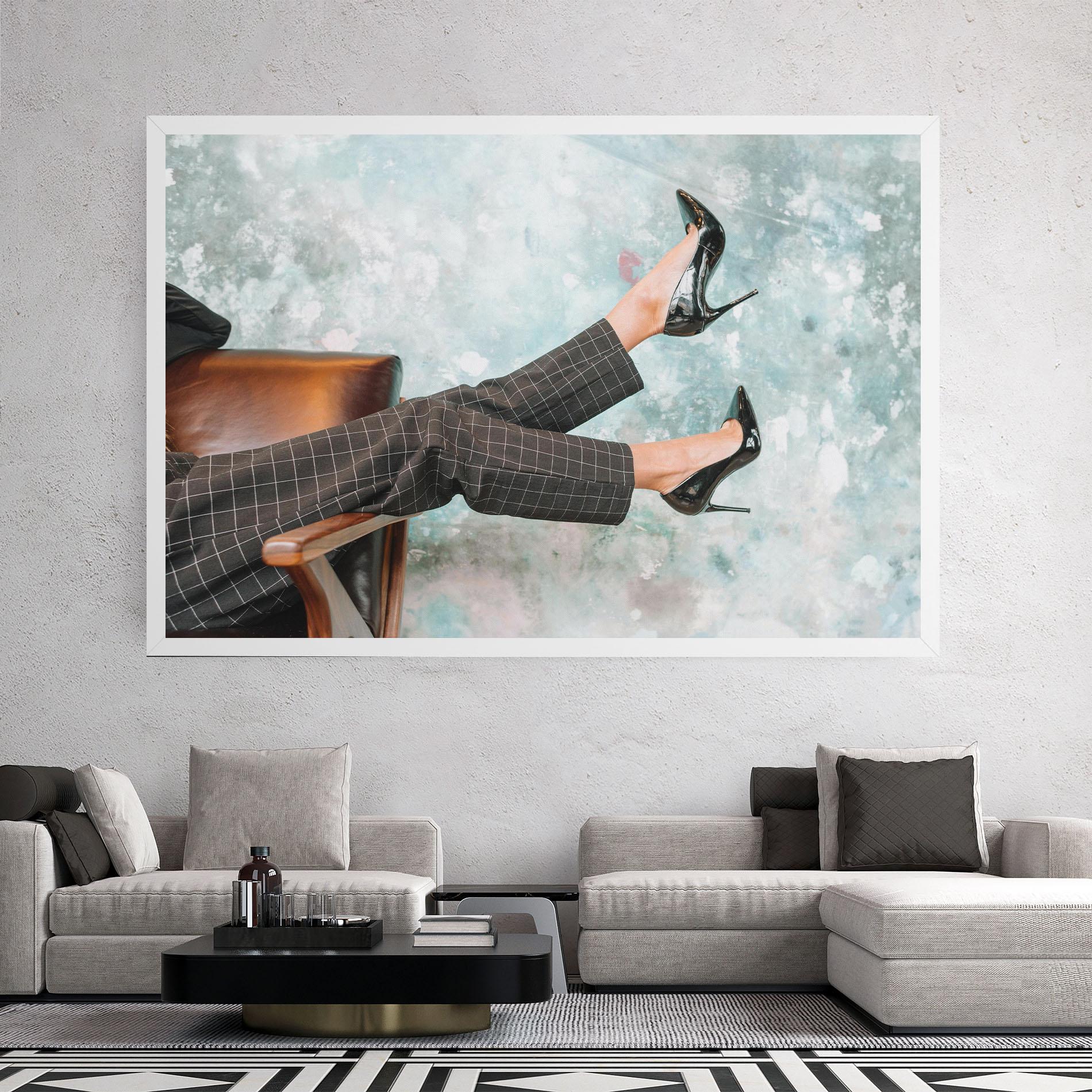 Leinwandbild Black Shoes On Chair mockup 2