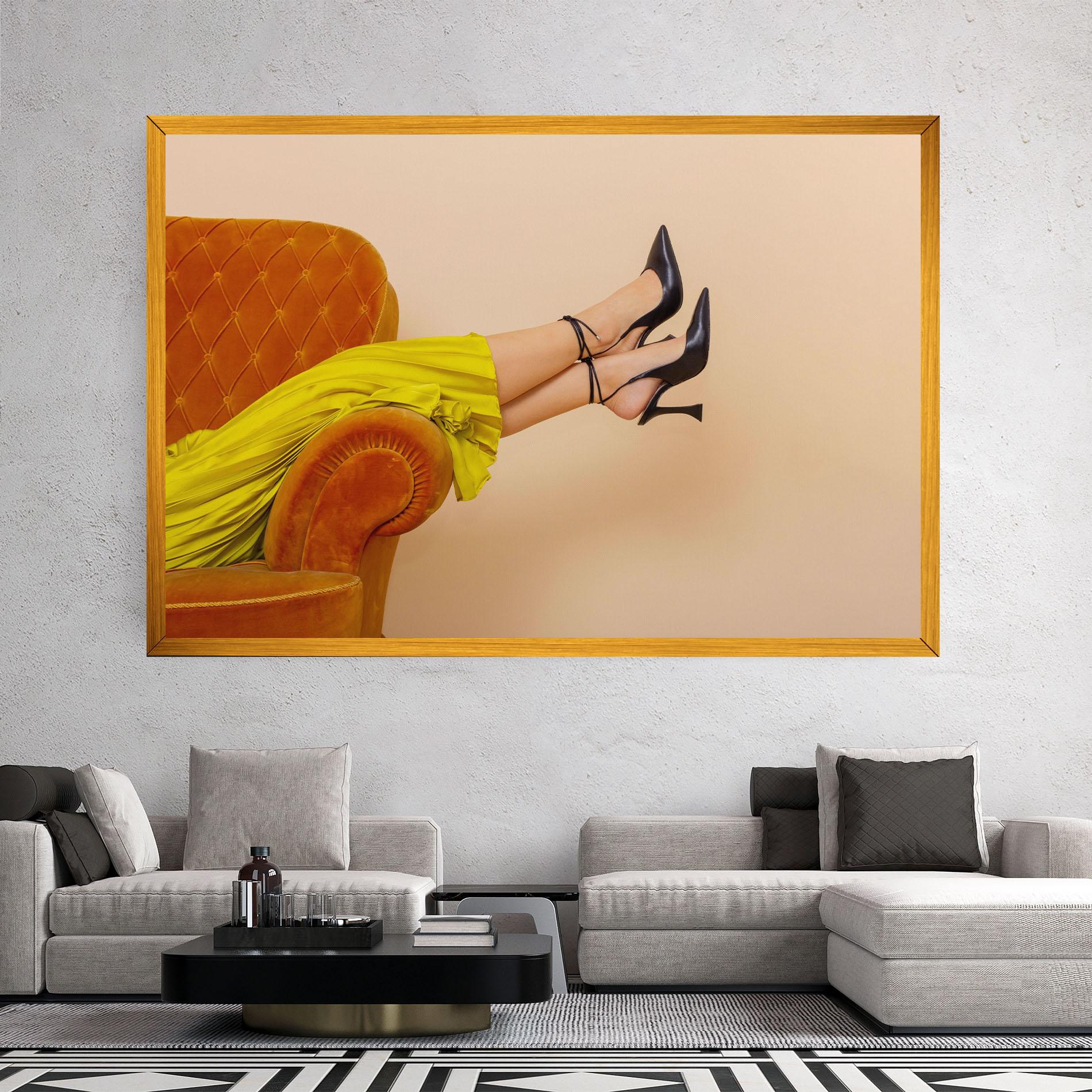 Leinwandbild Black Heals On Cream mockup 2