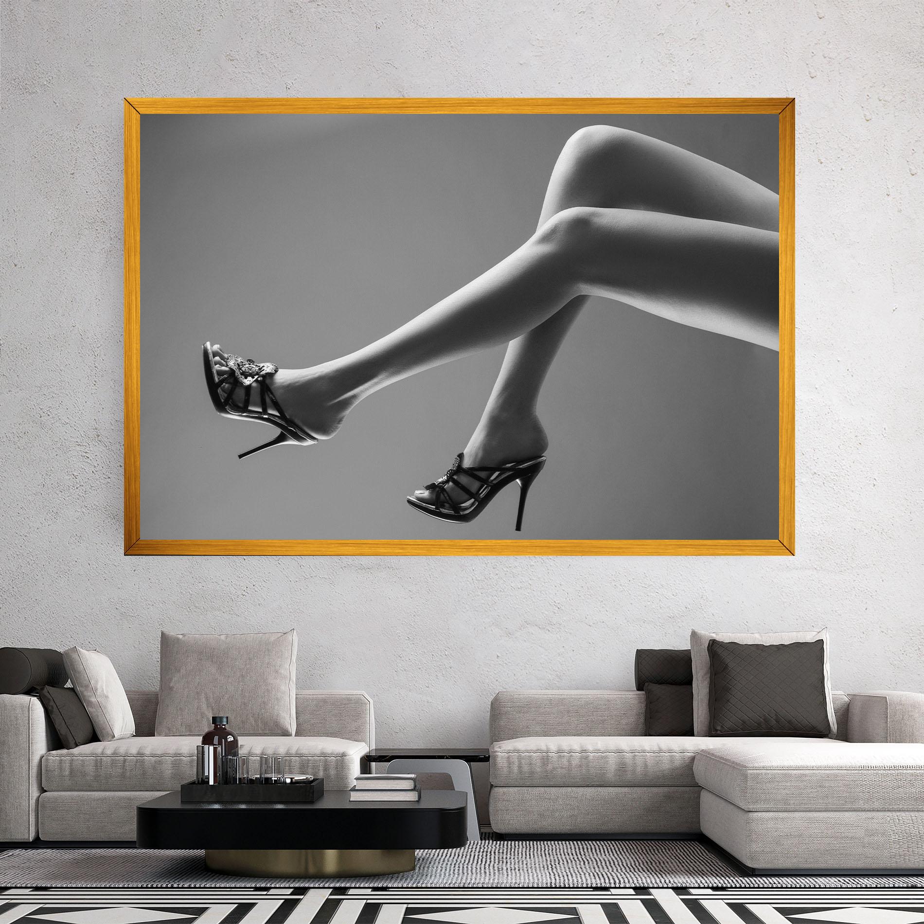 Leinwandbild Black Shoes On Grey mockup 2