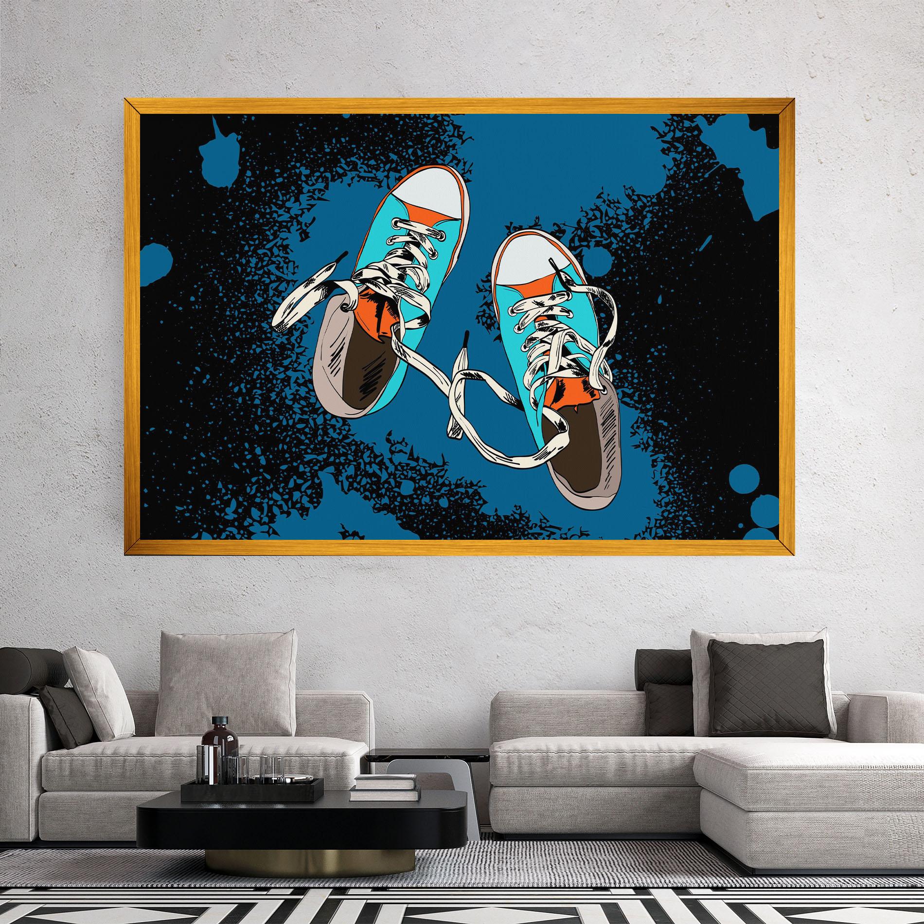 Leinwandbild Blue Shoes Splash mockup 2